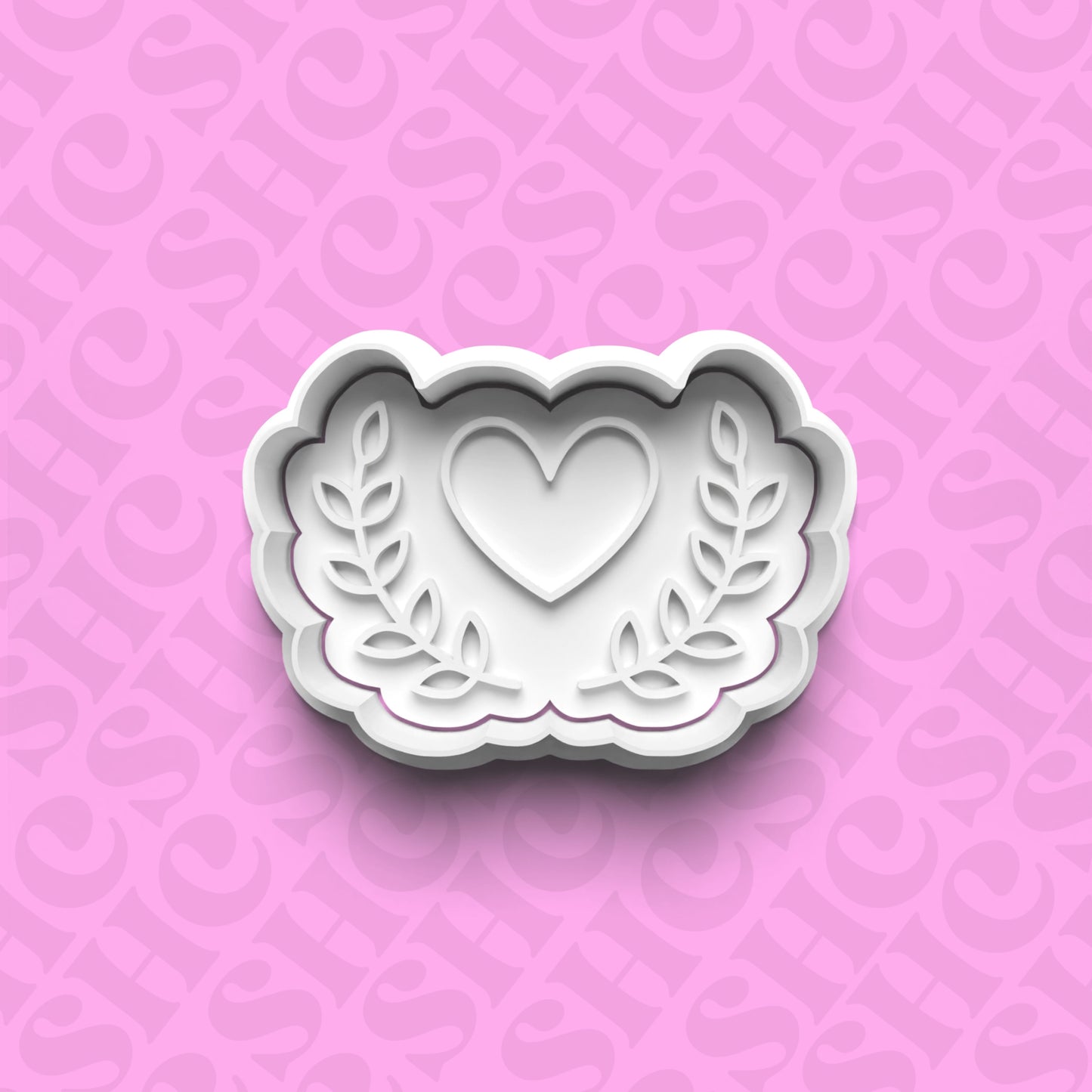 DONE TO ORDER: Heart w/Border Cookie Cutter + Fondant Stamp Set