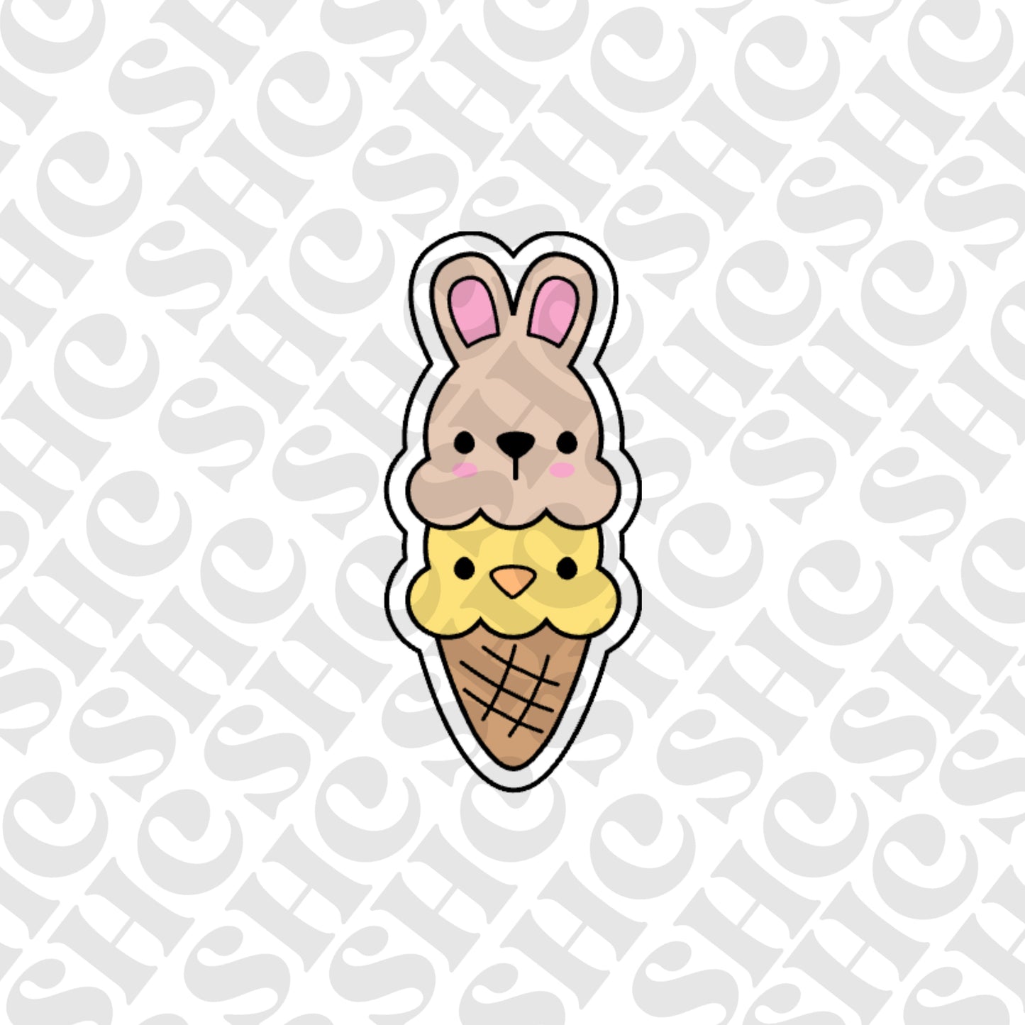 DONE TO ORDER: Bunny Icecream Cookie Cutter/Fondant Stamp/Embosser