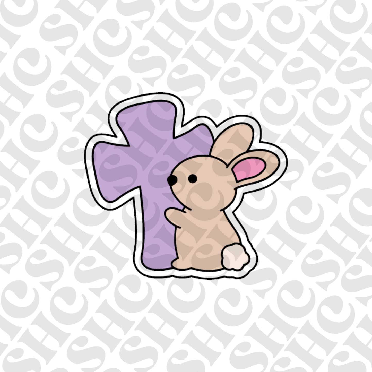 DONE TO ORDER: Bunny + Cross Cookie Cutter/Fondant Stamp/Embosser