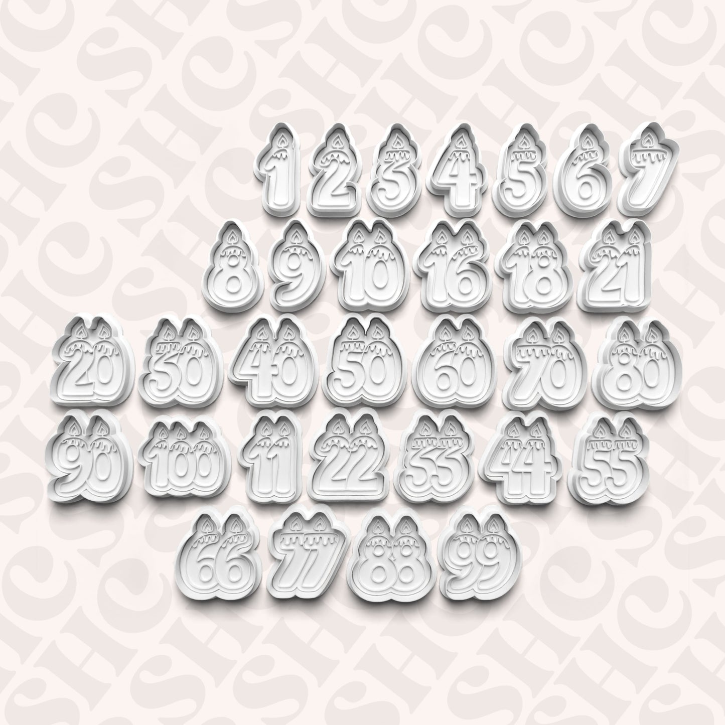DONE TO ORDER: Candle Number Cookie Cutter + Fondant Stamp Set - SHCreations