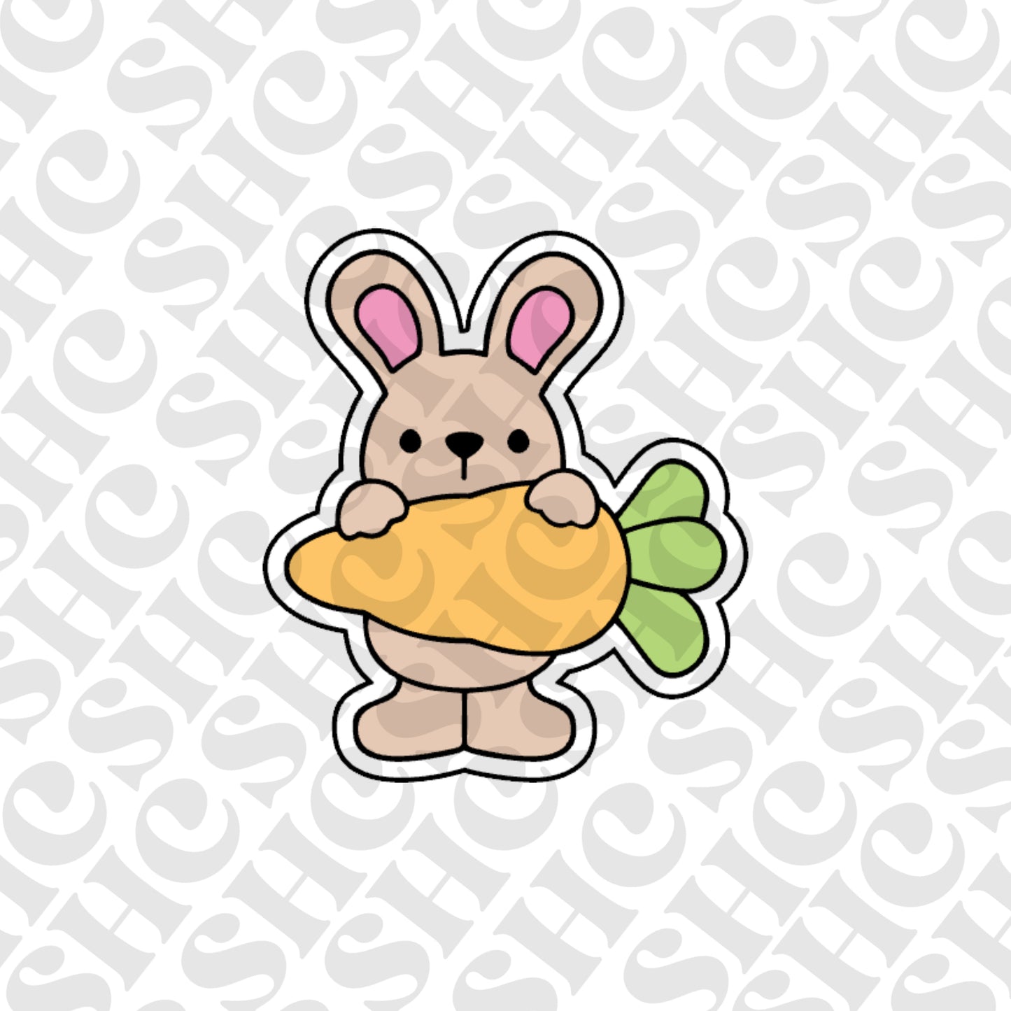 DONE TO ORDER: Bunny w/Carrot Cookie Cutter + Fondant Stamp/Embosser - SHCreations