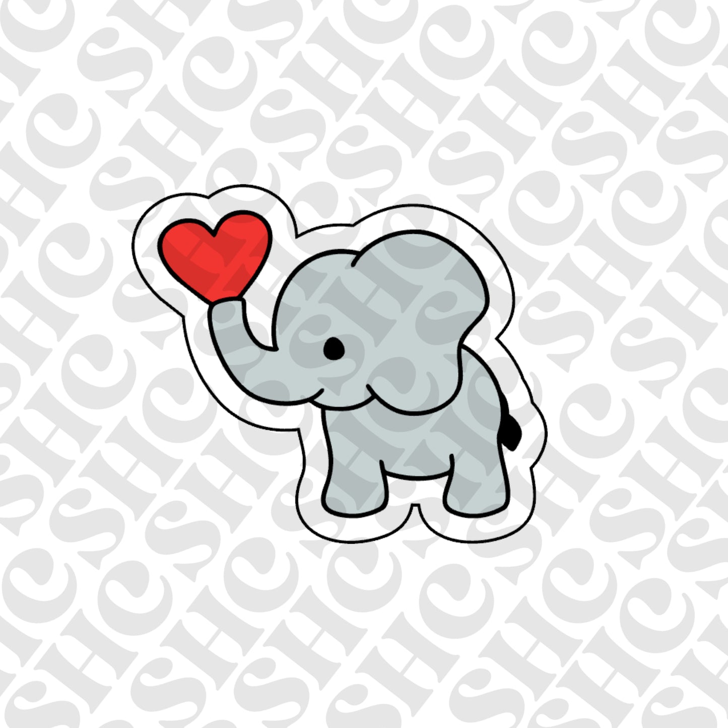 DONE TO ORDER: Elephant w/Heart Cookie Cutter + Fondant Embosser - SHCreations