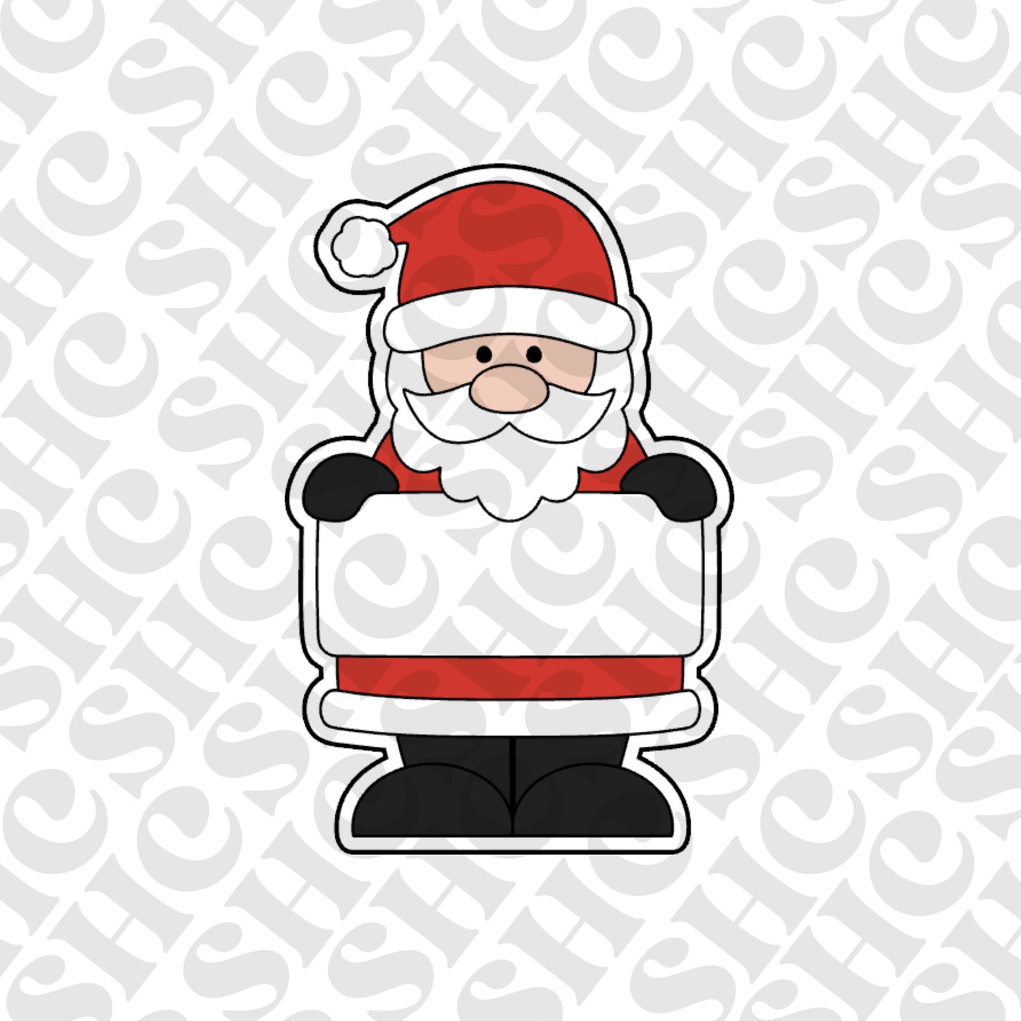 DONE TO ORDER: Santa Holding sign Cookie Cutter - SHCreations