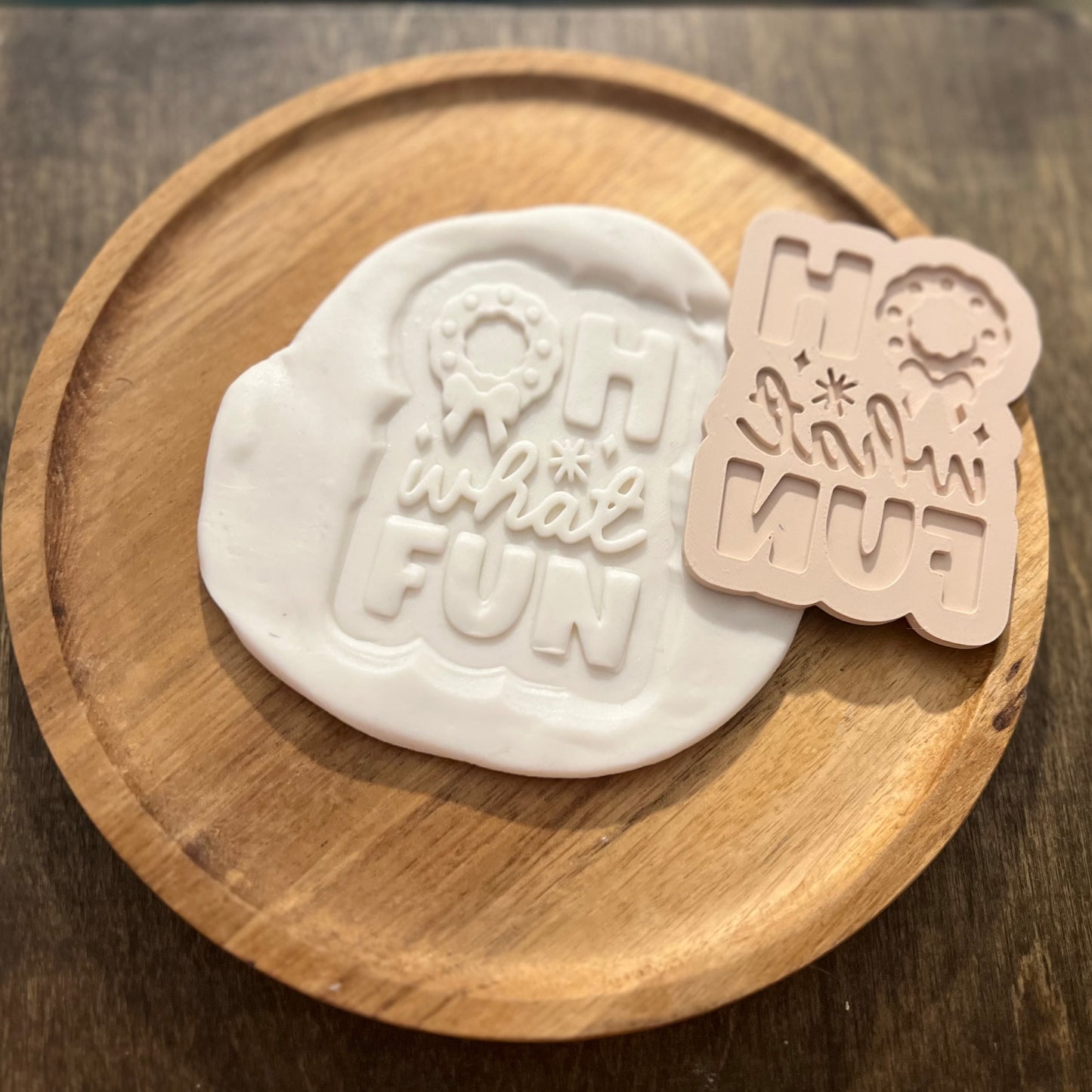 DONE TO ORDER: 'Oh what Fun' Cookie Cutter + Fondant Embosser - SHCreations