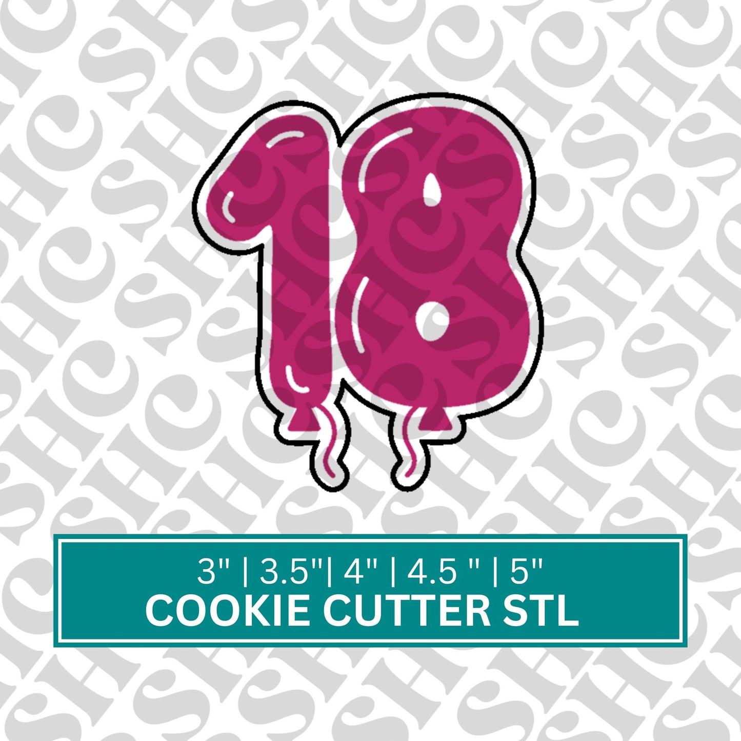 18 Balloon Cookie Cutter, Eighteen Stl FILE, 18 Cookie Cutter, Number STL File, 18th Birthday Balloon |Balloon Cookie Cutter, 18 stl