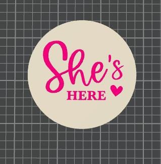 3D Baby announcement plaque, birth announcement stl, she's here stl sign, baby sign, birth plaque, gender reveal, baby, announcement