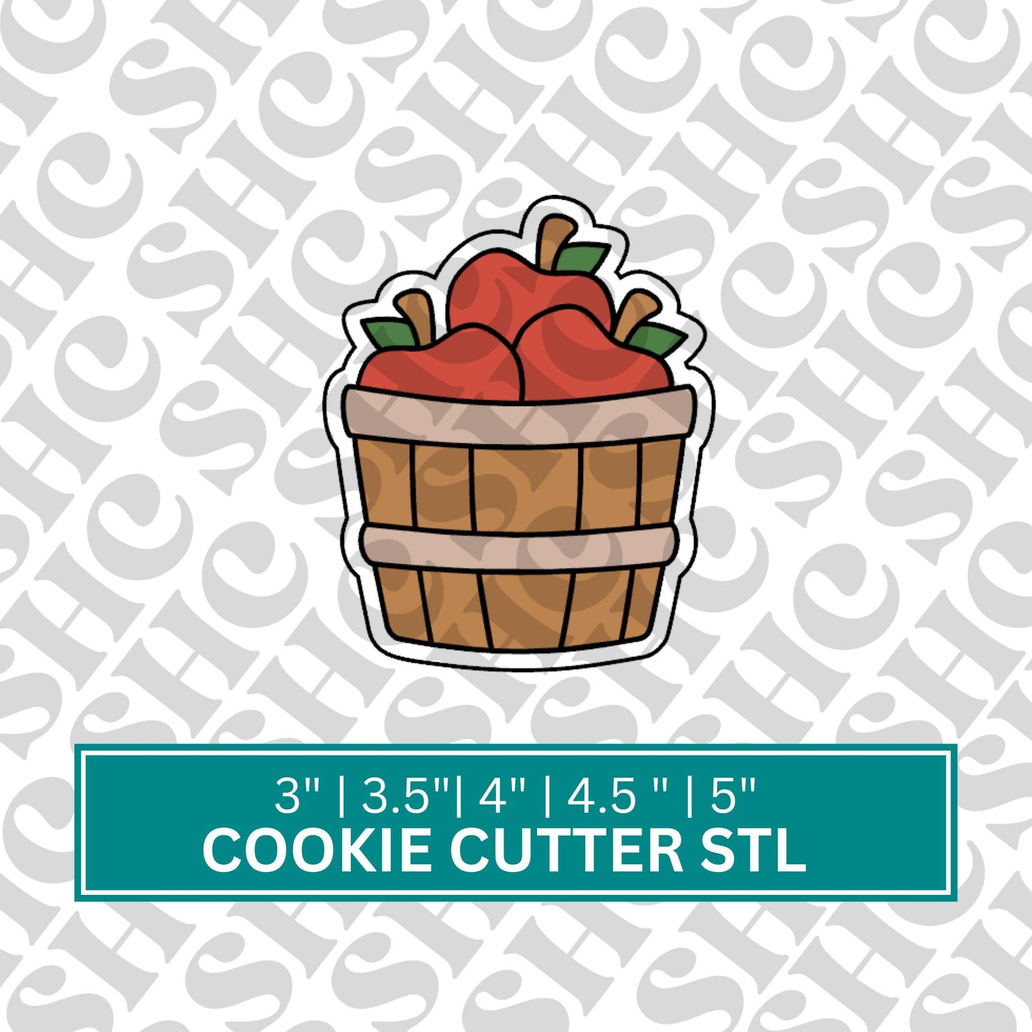 Apple Basket Cookie Cutter STL, Fall Harvest Cookie Cutter, Teacher Gift, 3D Print Autumn Cookie Cutter for Thanksgiving or Back to School