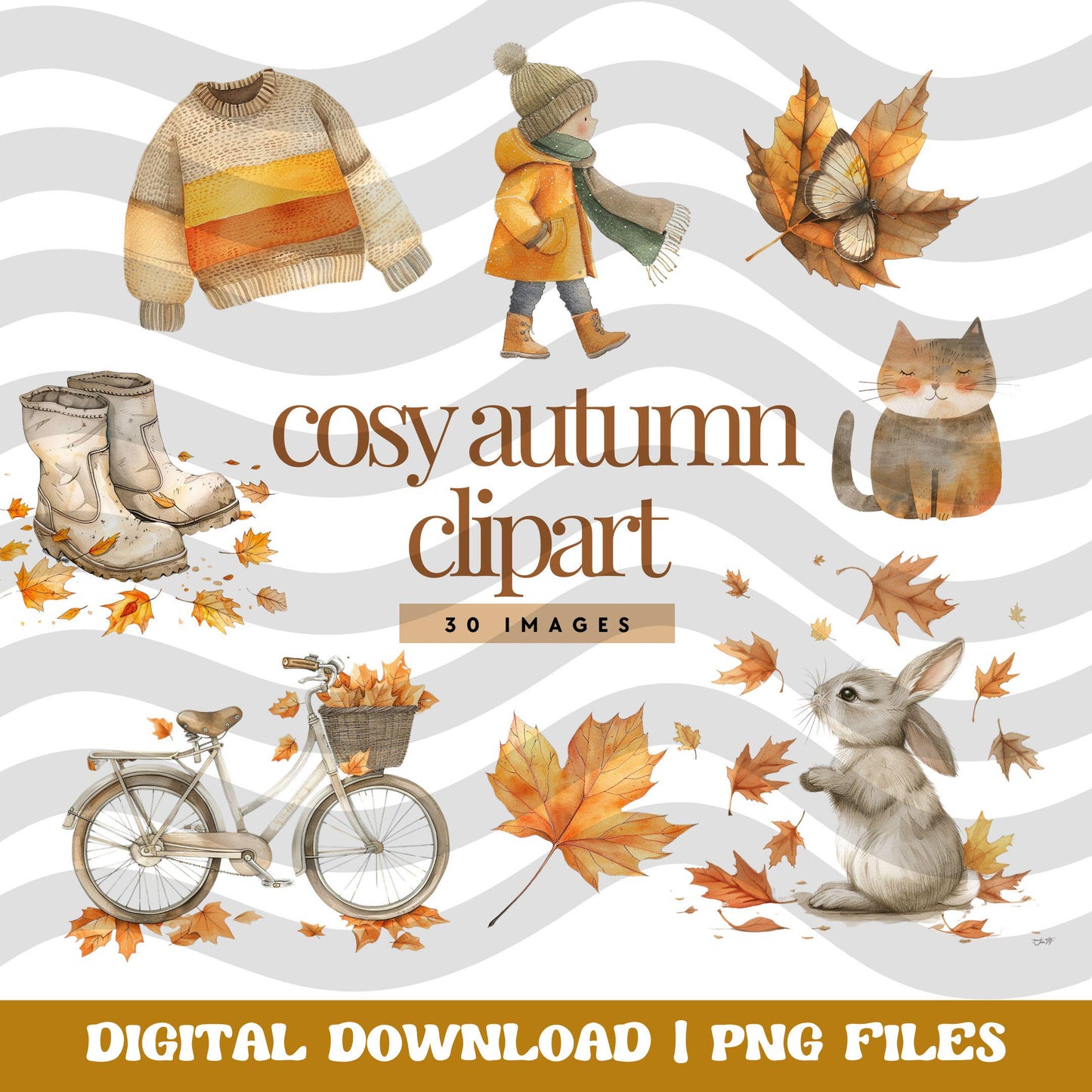 Autumn Clipart PNG Files – Beautiful Fall-Themed Transparent Designs for Your Creative Projects, Autumn Clipart, Fall Clipart, Cozy Clipart