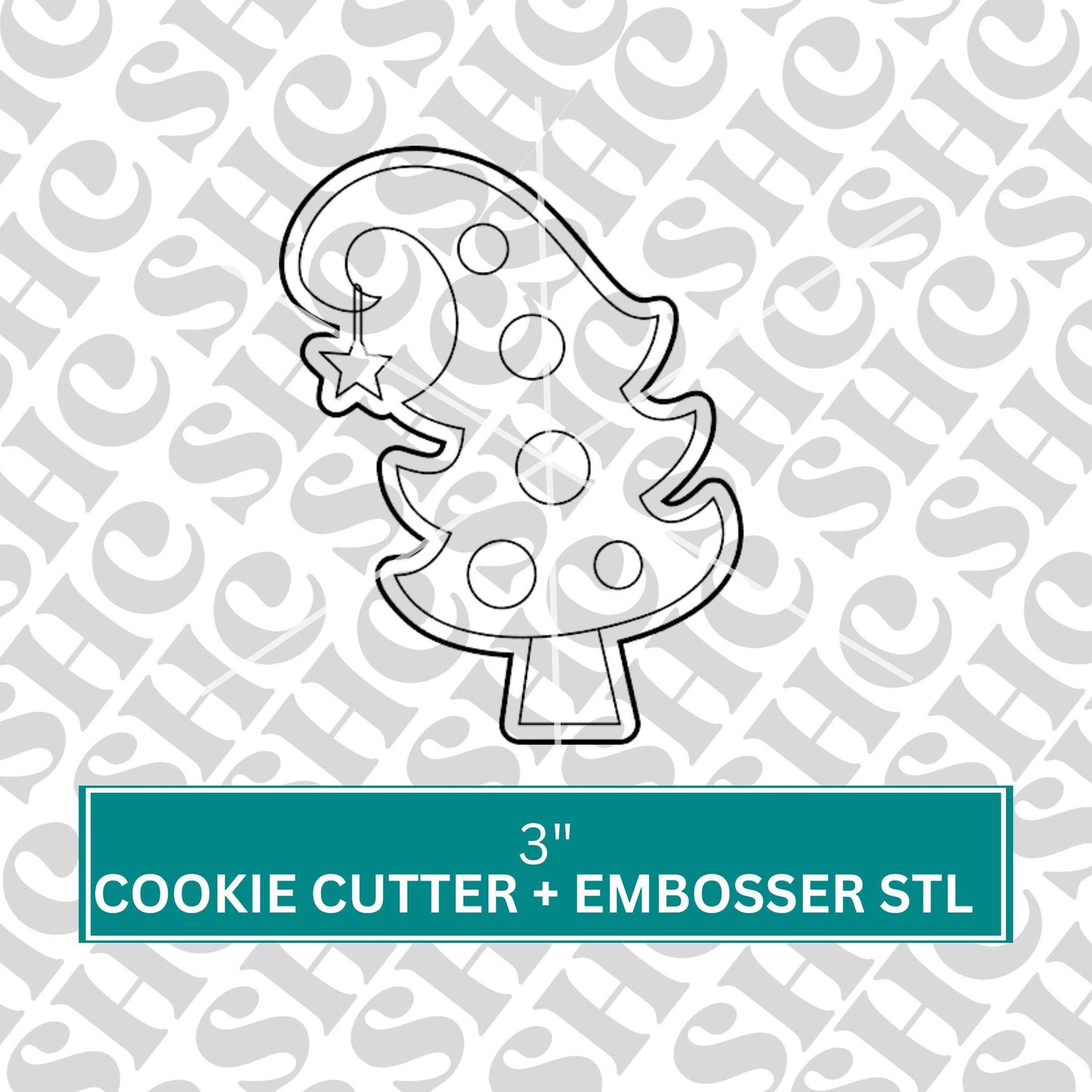 Christma Tree Cookie Cutter, Fondant Embosser, Whimsical Tree Cookie Cutter STL, Whimsical Tree Embosser, Xmas Cookies, Xmas Fondant Stamp