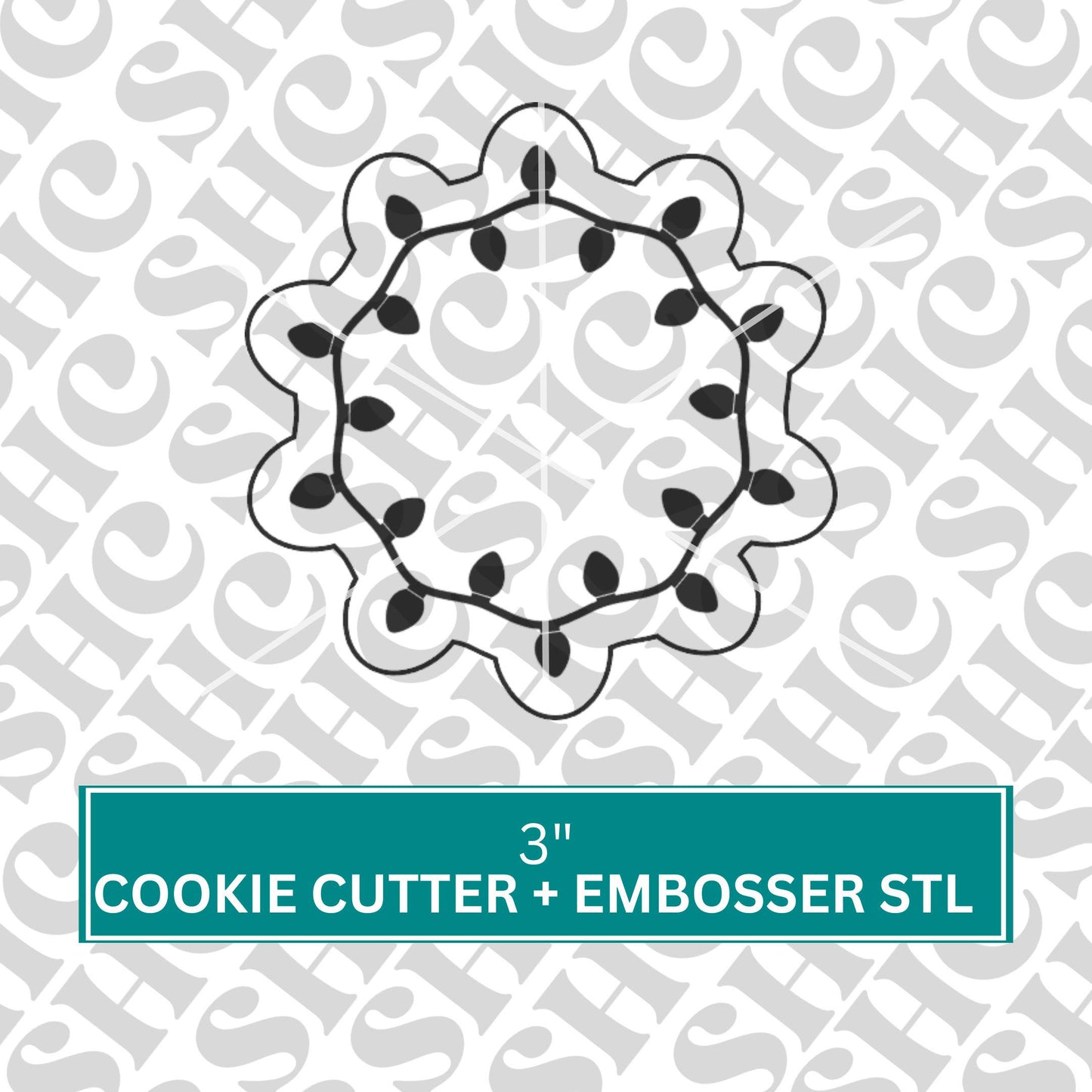 Christmas Lights Fondant Embosser, Lights Cookie Cutter STL, Lights Frame Embosser, Xmas Cookies, Xmas Fondant Stamp