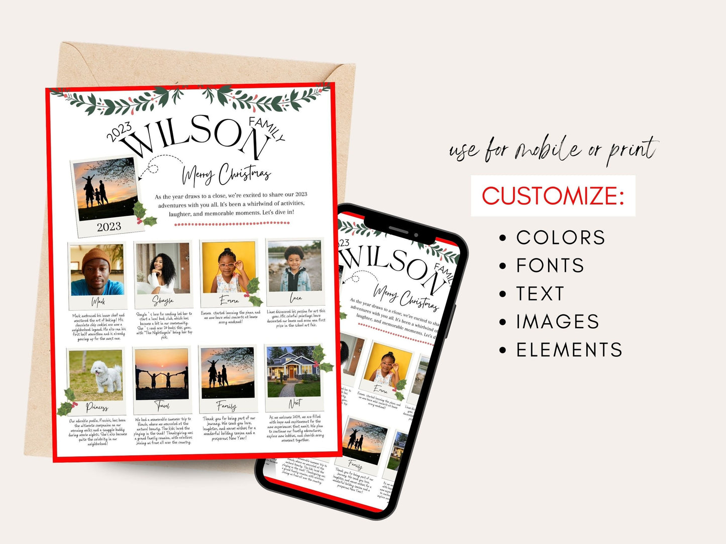 Christmas Newsletter,Year In Review, Family Newsletter, Holiday Newsletter, Holiday Photo Card, Christmas Letter