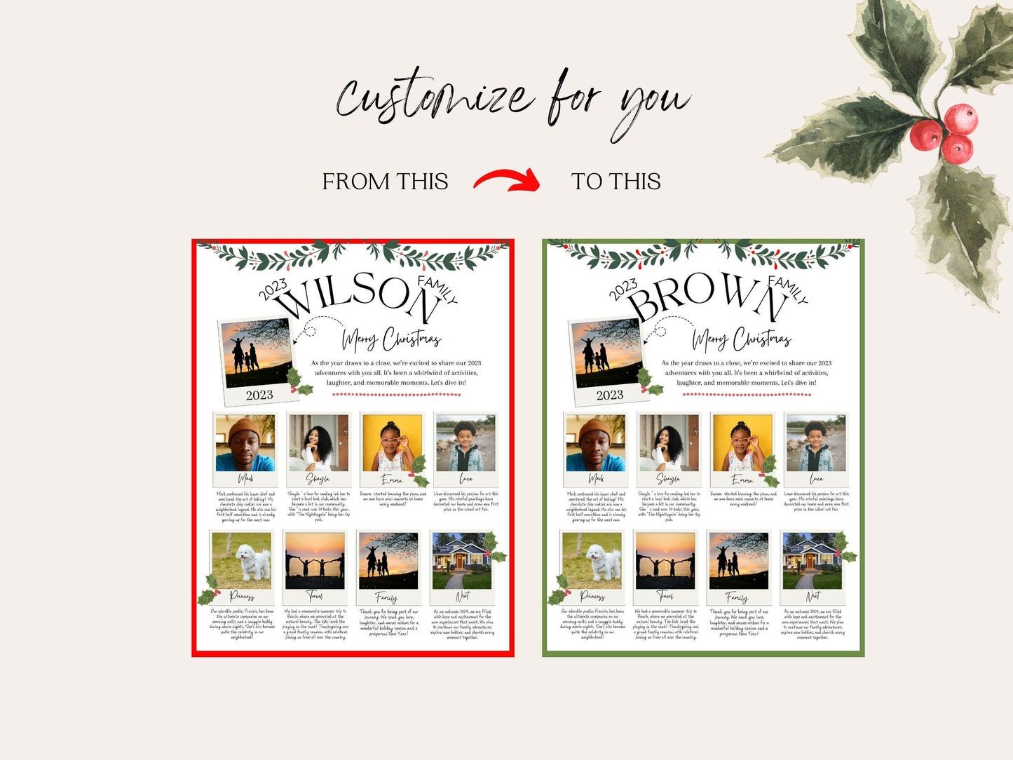Christmas Newsletter,Year In Review, Family Newsletter, Holiday Newsletter, Holiday Photo Card, Christmas Letter