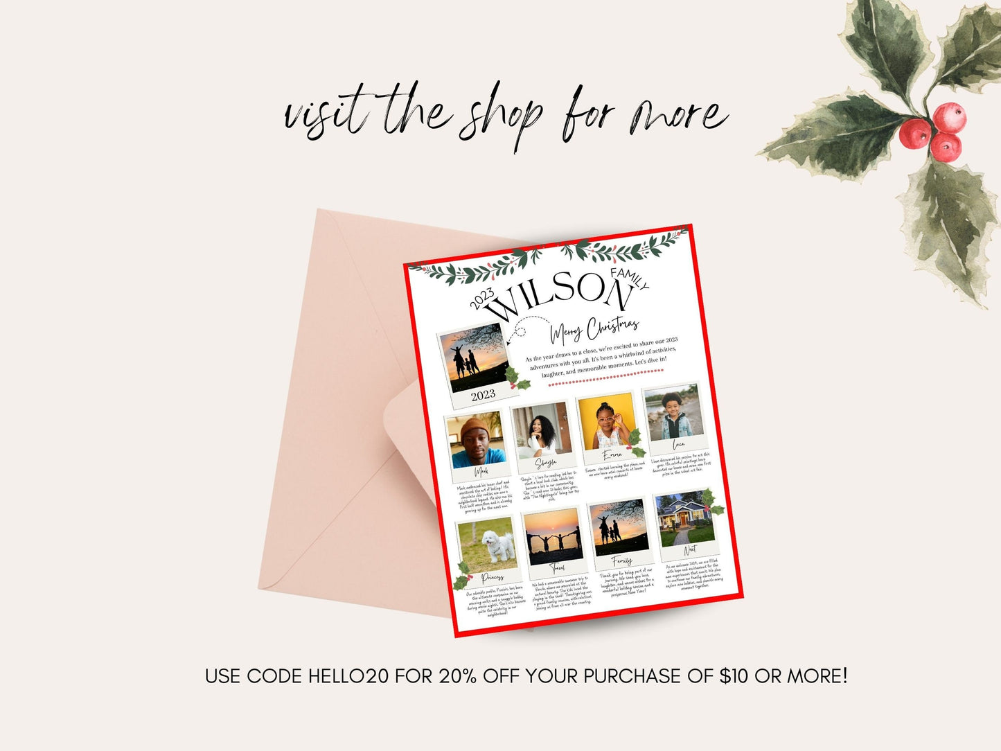Christmas Newsletter,Year In Review, Family Newsletter, Holiday Newsletter, Holiday Photo Card, Christmas Letter
