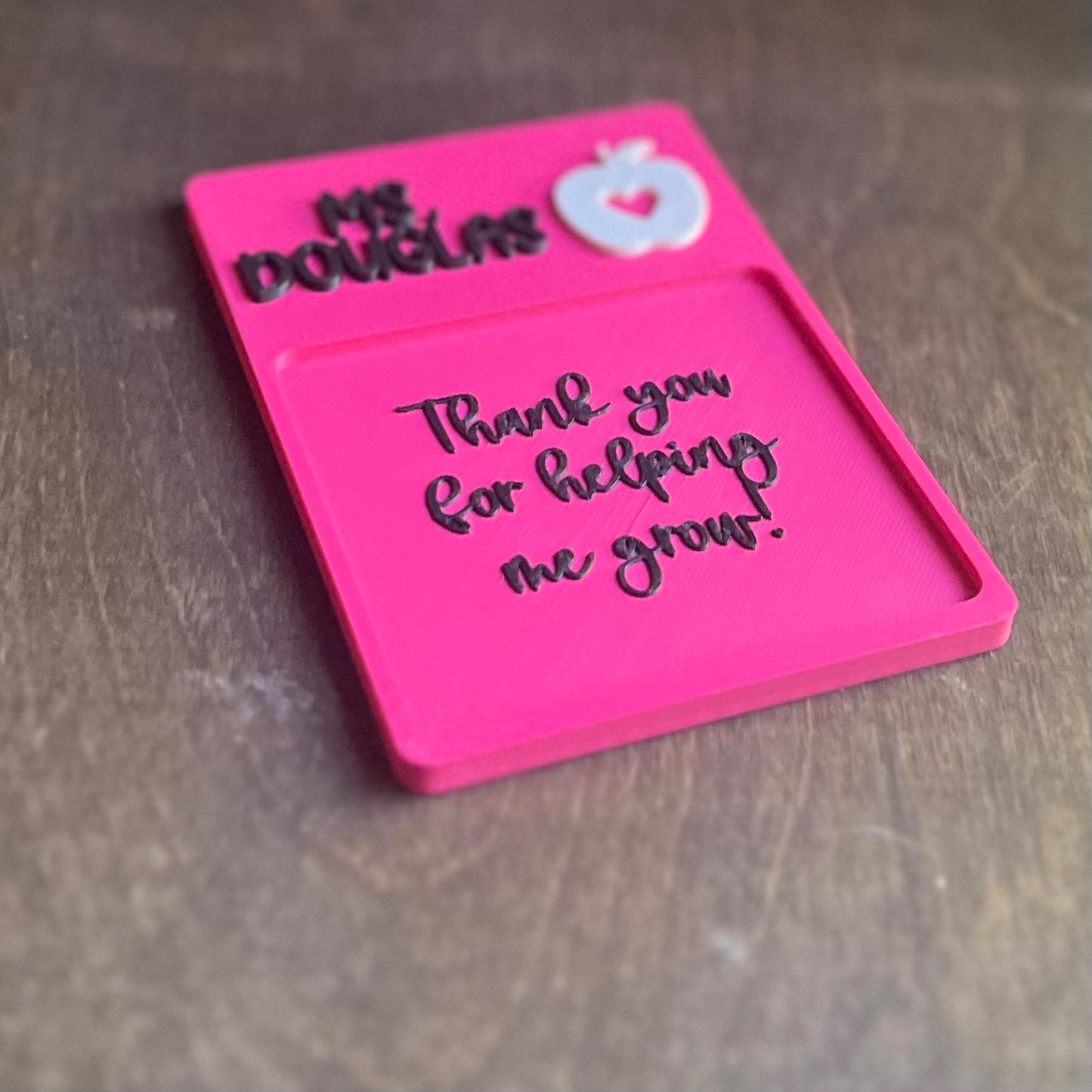Custom Sticky Note Holder with Teacher's Name STL Design "Thank You for Helping Me Grow" Quote –3D Printable Desk Organizer, Desk Organizer