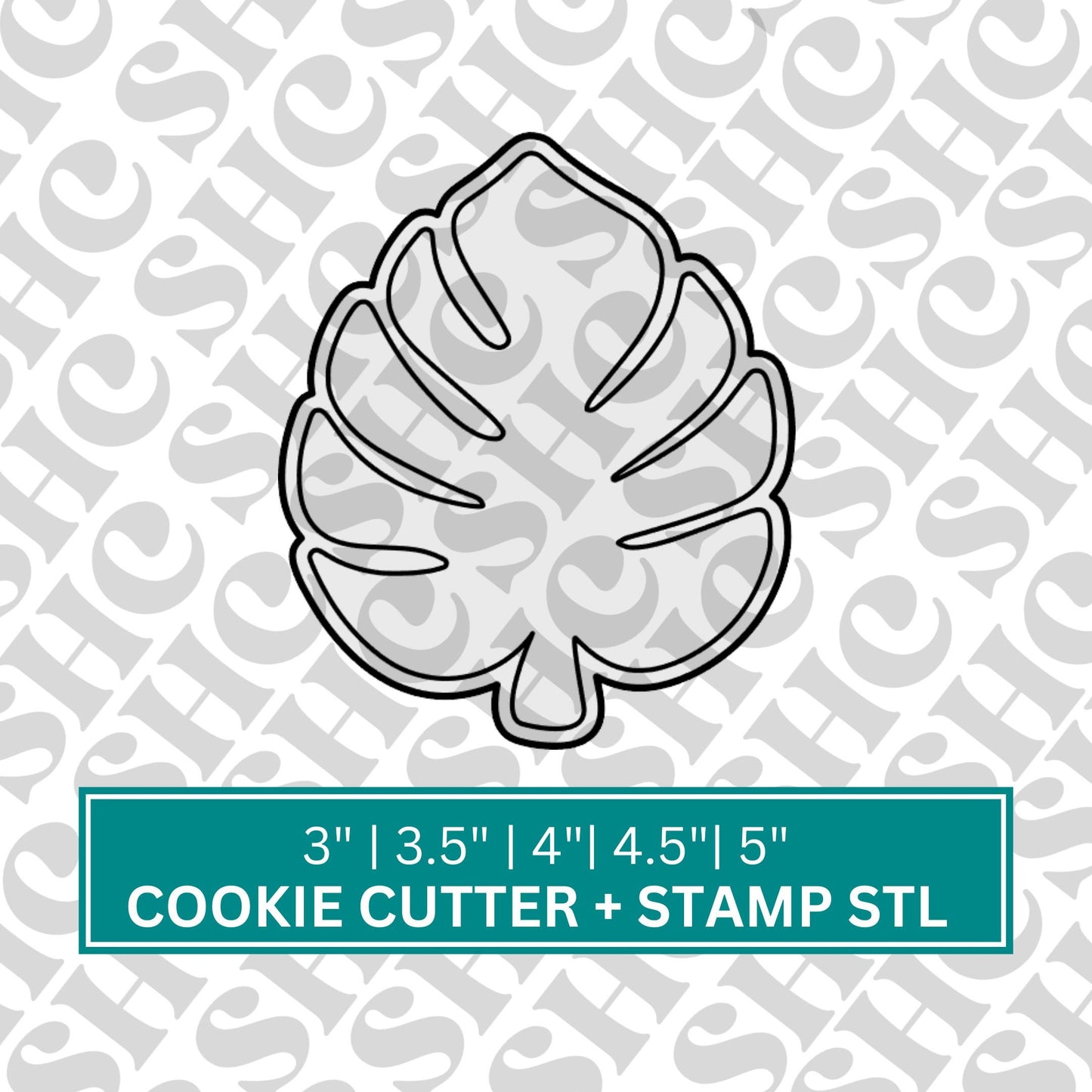 Digital STL File Monstera Leaf Cookie Cutter, Fondant Stamp, Fondant Stamp, Tropical Leaf, Jungle Theme Cookie Cutter , Safari STL