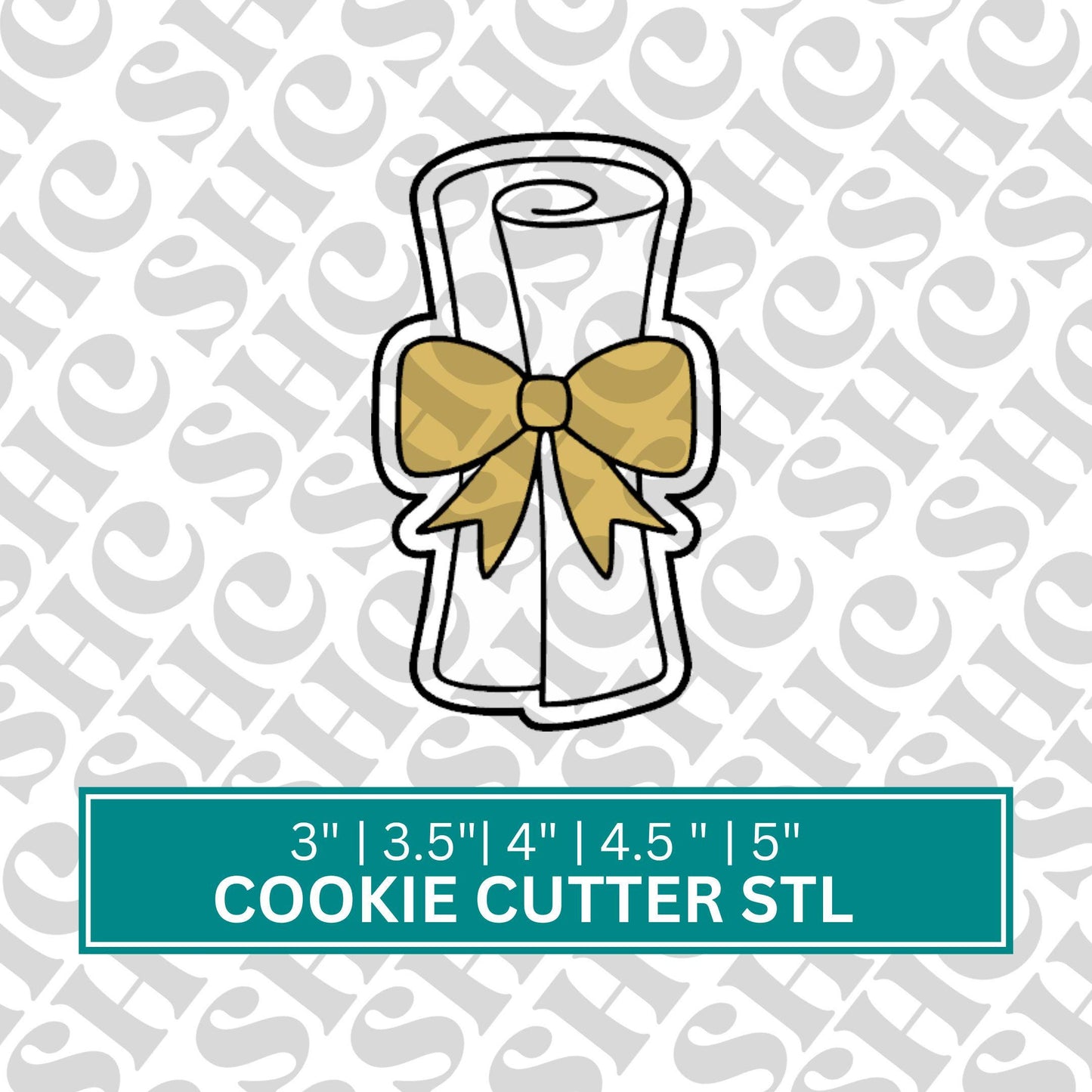 Diploma Cookie Cutter STL File - 3D Printed Graduation Diploma Cookie, Graduation Cookie Mold, Graduation Party Favor