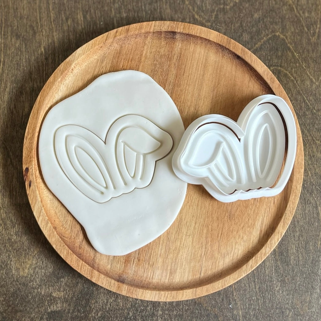 DONE TO ORDER: Bunny Ears Cookie Cutter + Fondant Stamp Set - SHCreations