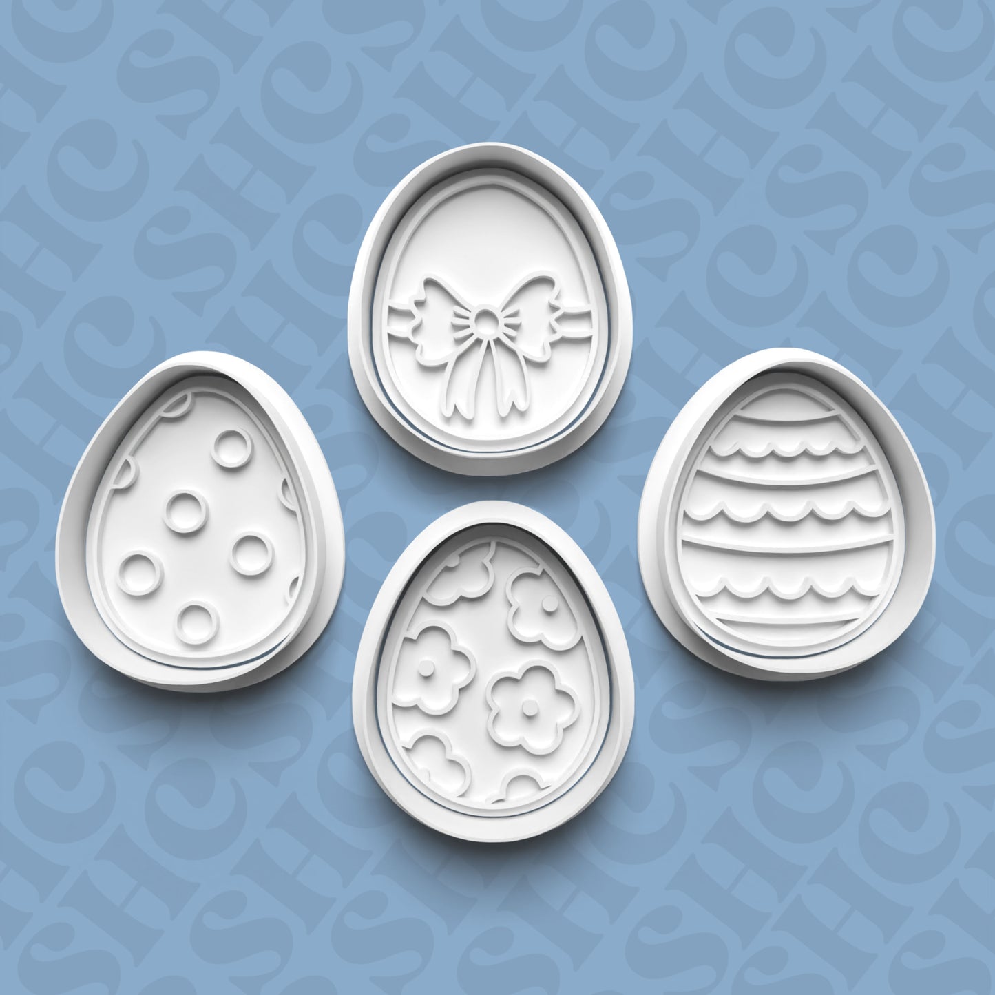 DONE TO ORDER: Easter Egg Cookie Cutter + Fondant Stamp Bundle - SHCreations