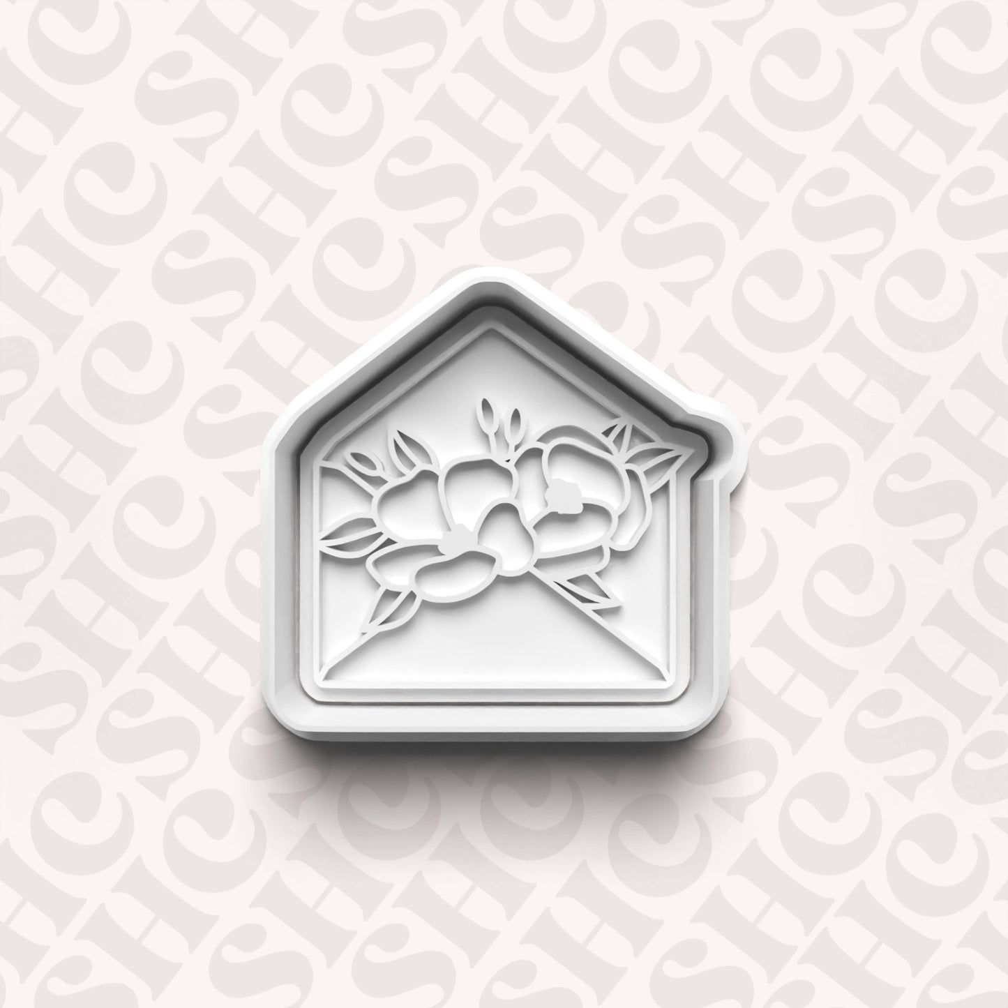 DONE TO ORDER: Floral Envelope Cookie Cutter + Fondant Stamp Set 2 - SHCreations