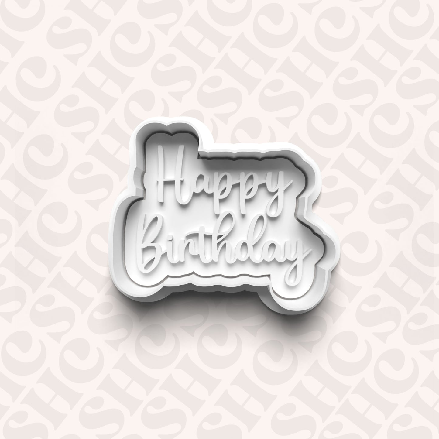 DONE TO ORDER: Happy Birthday Cookie Cutter + Fondant Stamp Set - SHCreations