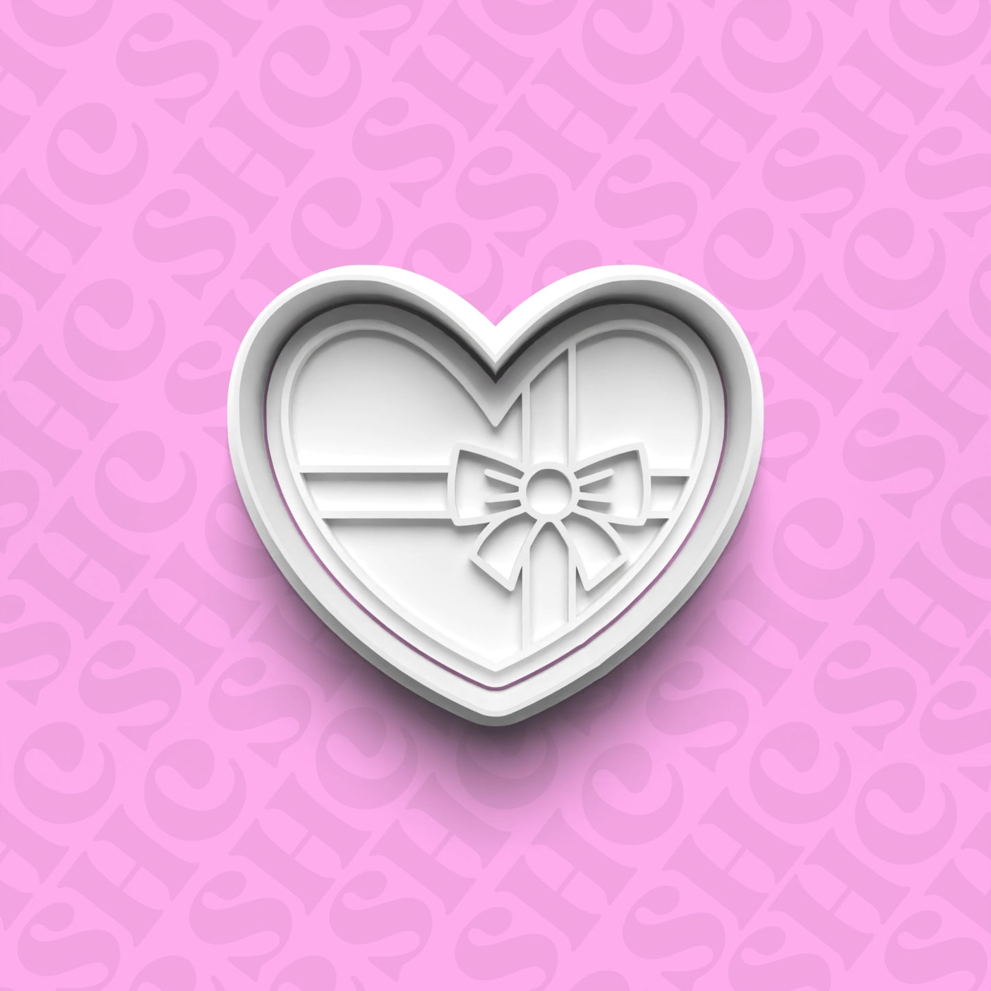 DONE TO ORDER: Heart w/Ribbon Cookie Cutter + Fondant Stamp Set - SHCreations
