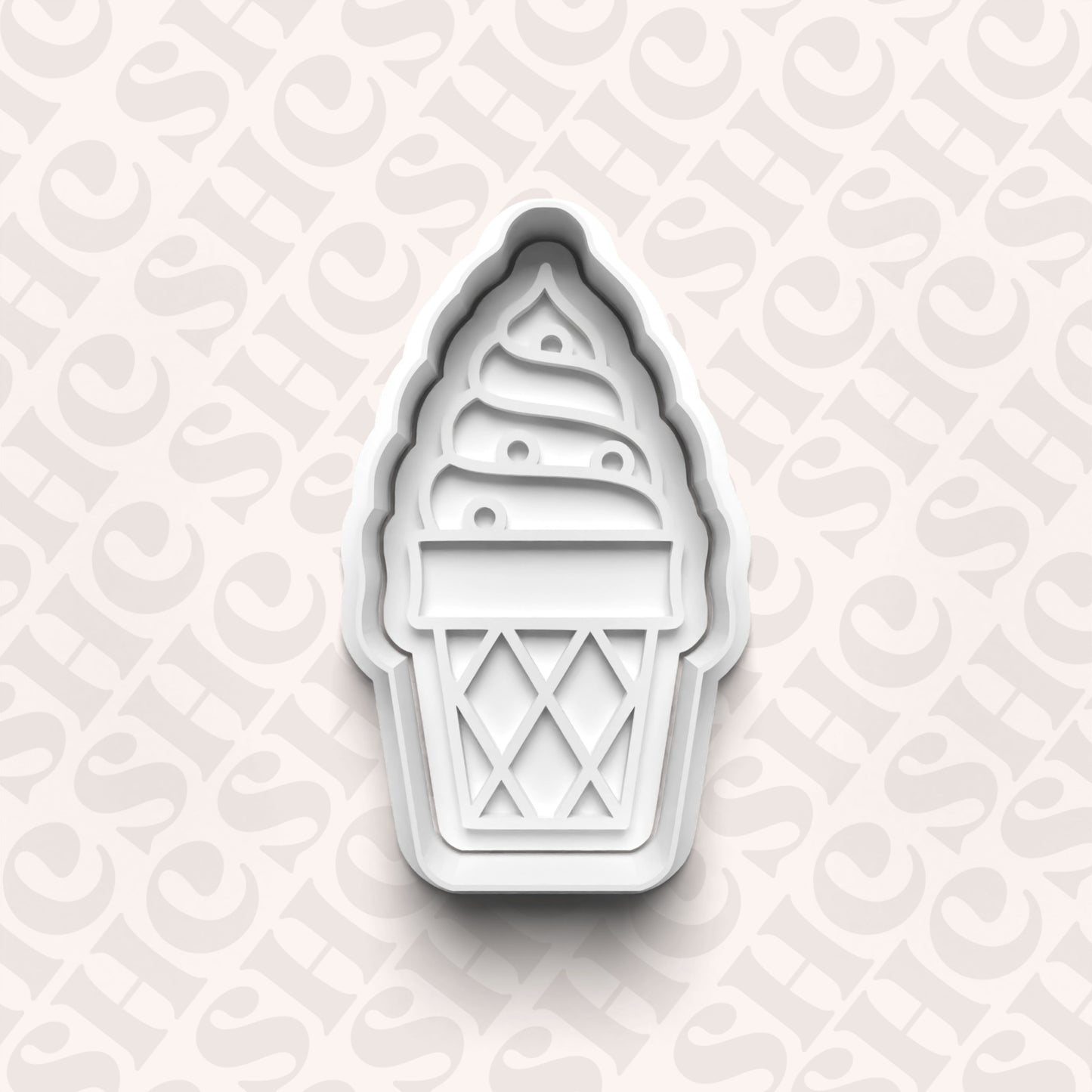 DONE TO ORDER: Ice cream Cone Cookie Cutter + Fondant Stamp Set 1 - SHCreations