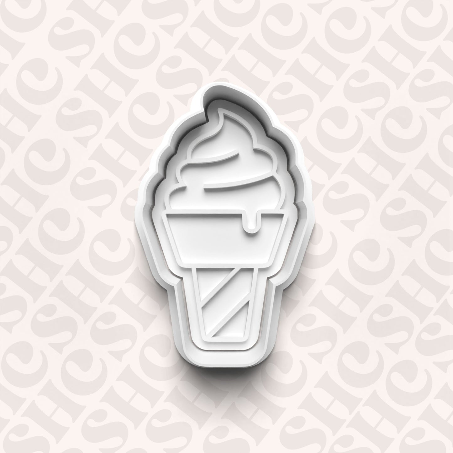 DONE TO ORDER: Ice cream Cone Cookie Cutter + Fondant Stamp Set 3 - SHCreations