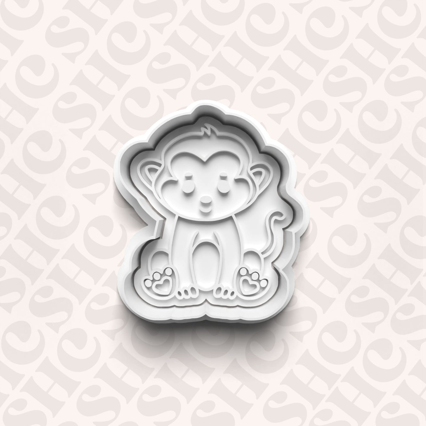 DONE TO ORDER: Monkey Cookie Cutter + Fondant Stamp Set - SHCreations