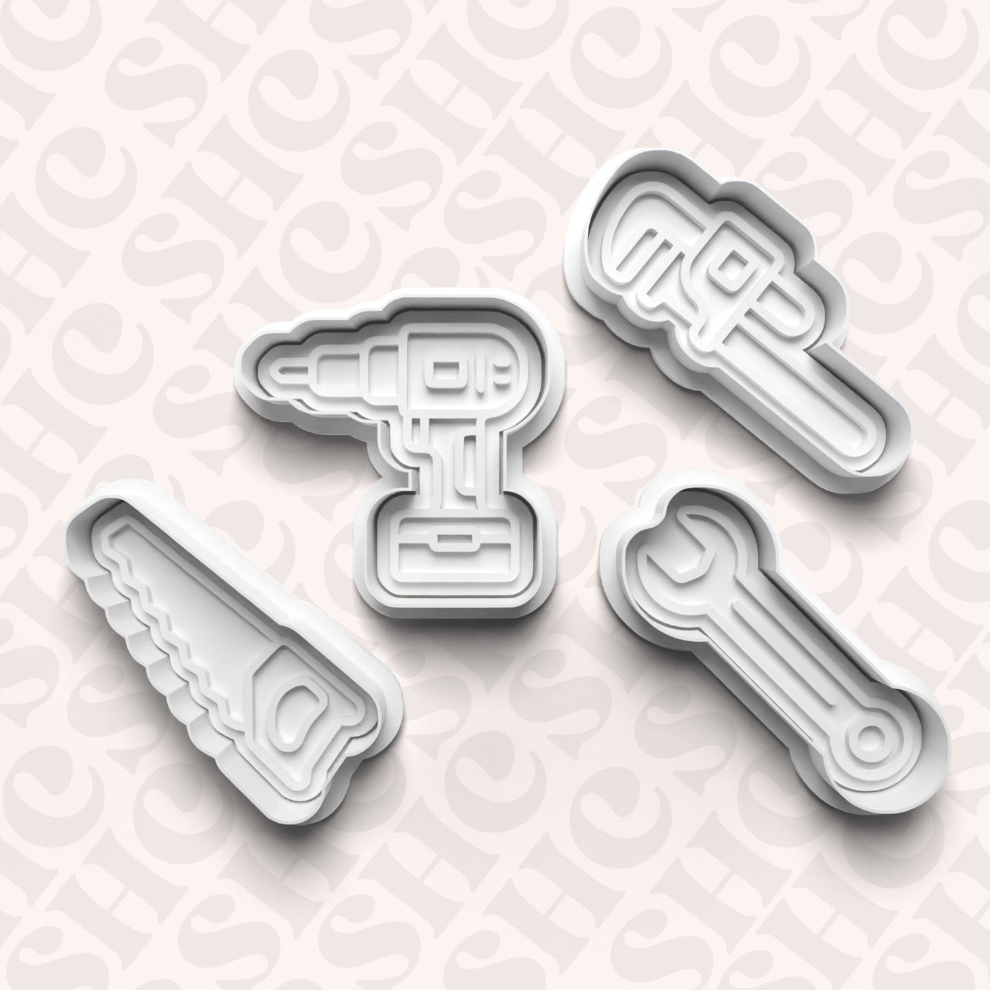 DONE TO ORDER: Tools Cookie Cutter + Fondant Stamp Bundle 1 - SHCreations