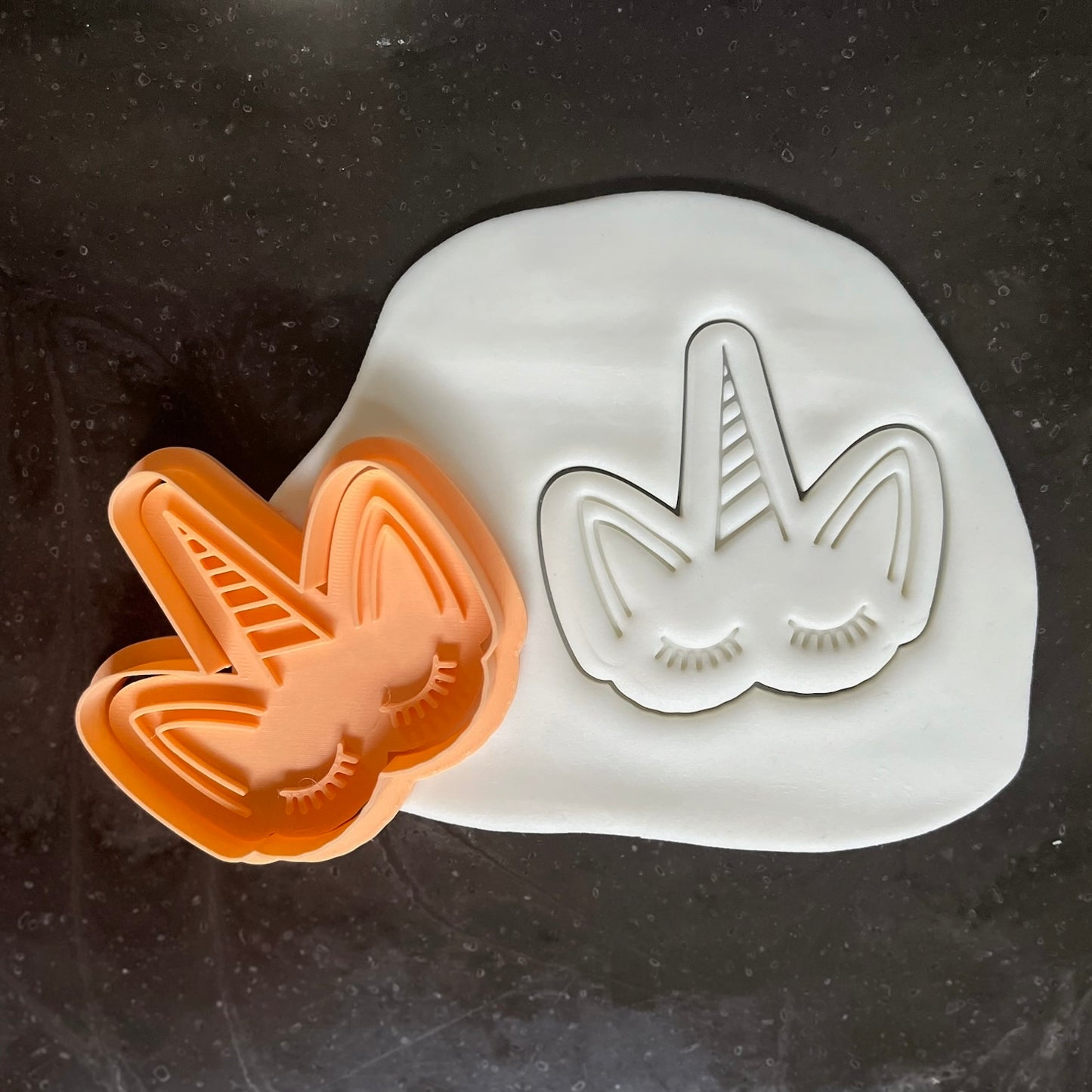 DONE TO ORDER: Unicorn Face Cookie Cutter + Fondant Stamp Set - SHCreations