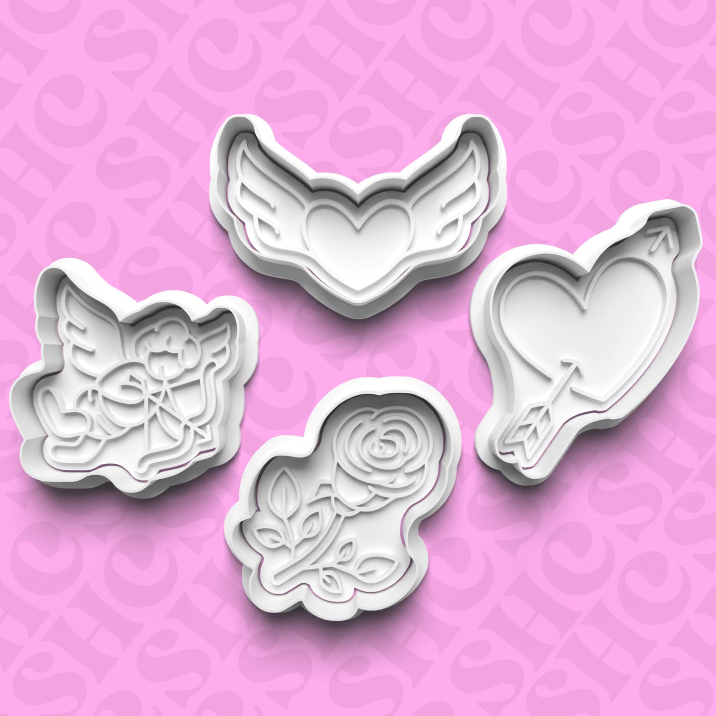 DONE TO ORDER: Valentine Cookie Cutter + Fondant Stamp Bundle 5 - SHCreations