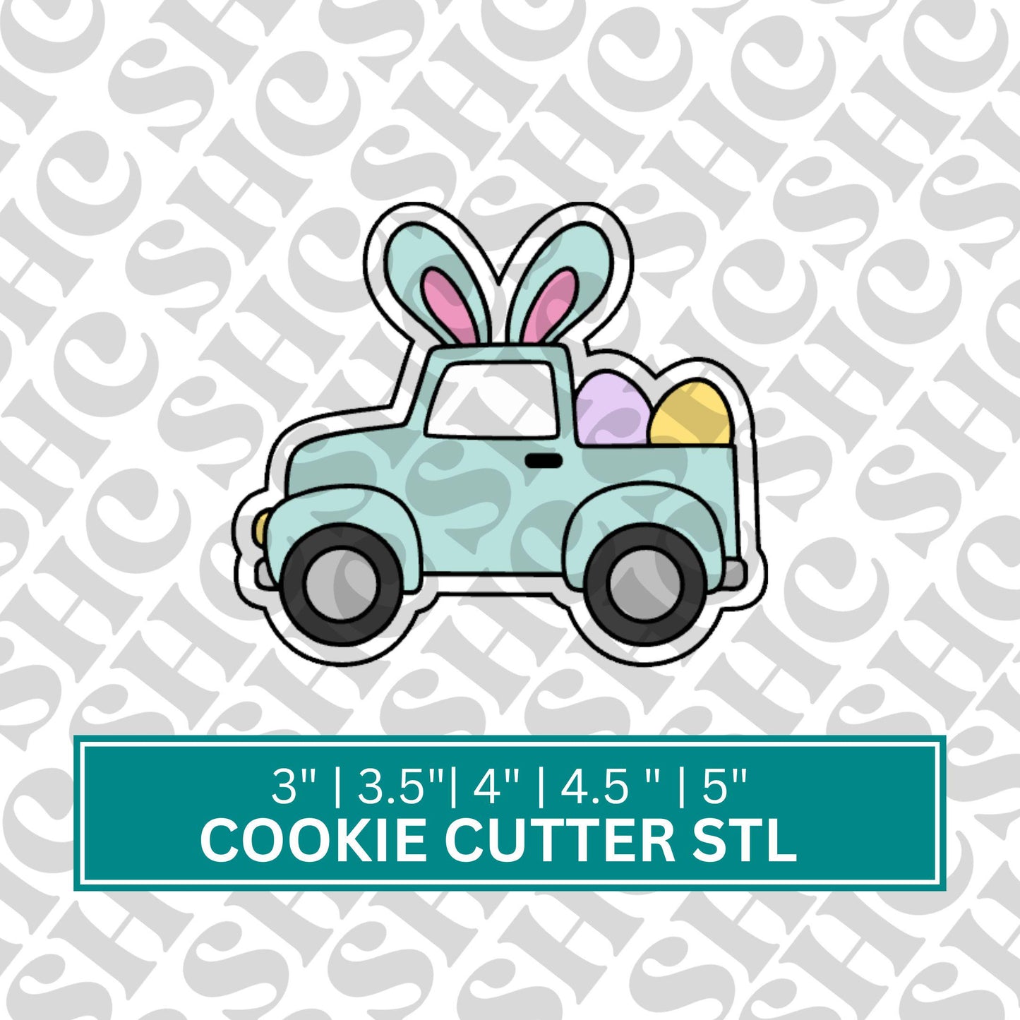 Easter Truck Cookie Cutter STL | Spring Cookie Decor | Easter Treats Stl | Easter Bunny Cookie Cutter | Easter Egg Cookie STL |