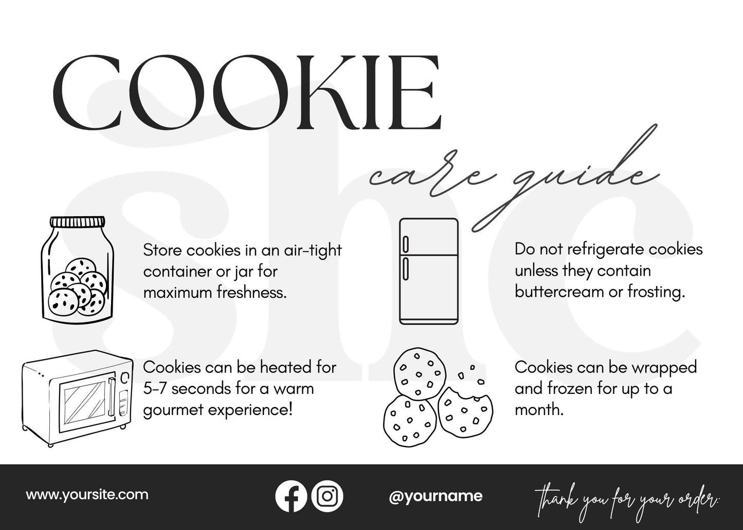 Editable Cookie + Cake Care Card Template Bundle - SHCreations