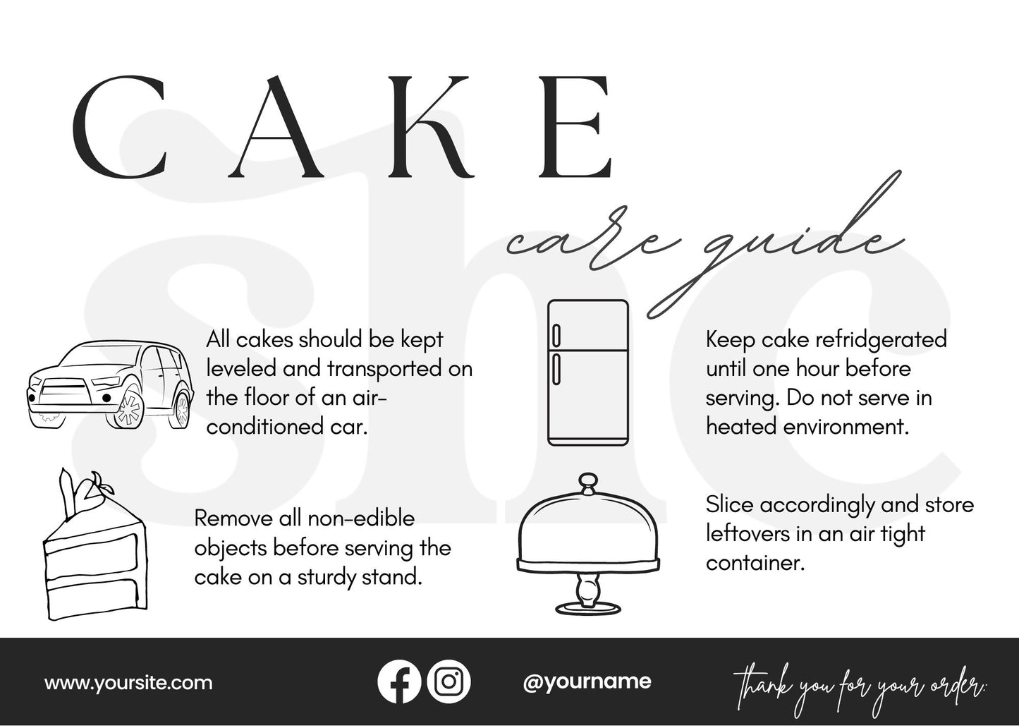 Editable Cookie + Cake Care Card Template Bundle - SHCreations