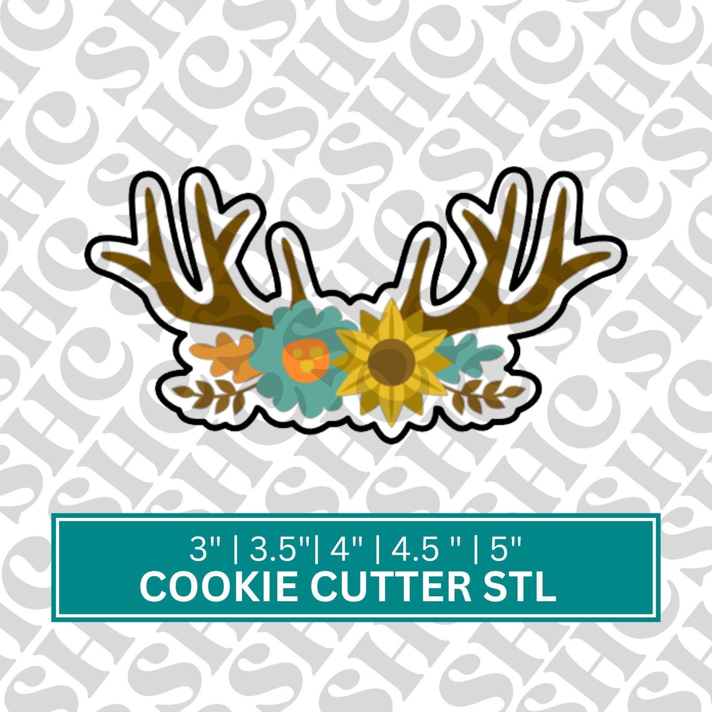 Fall Harvest Floral Antler Cookie Cutter STL, Thanksgiving Cookie Cutter, Fall STL, Autumn stl, Fall Cookie Cutter, Floral Cookie Cutter