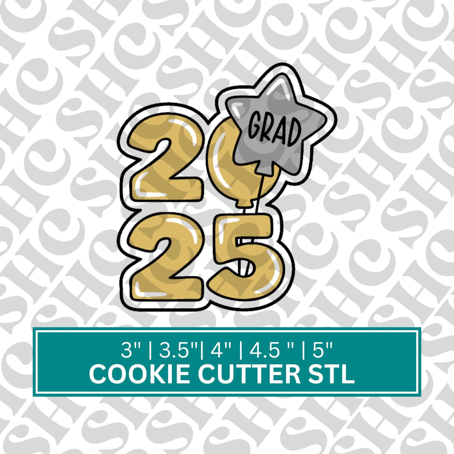 Grad Balloons Cookie Cutter STL File - 3D Printed Graduation Balloon Mold, Cookie Cutter for Graduation Party Cookies