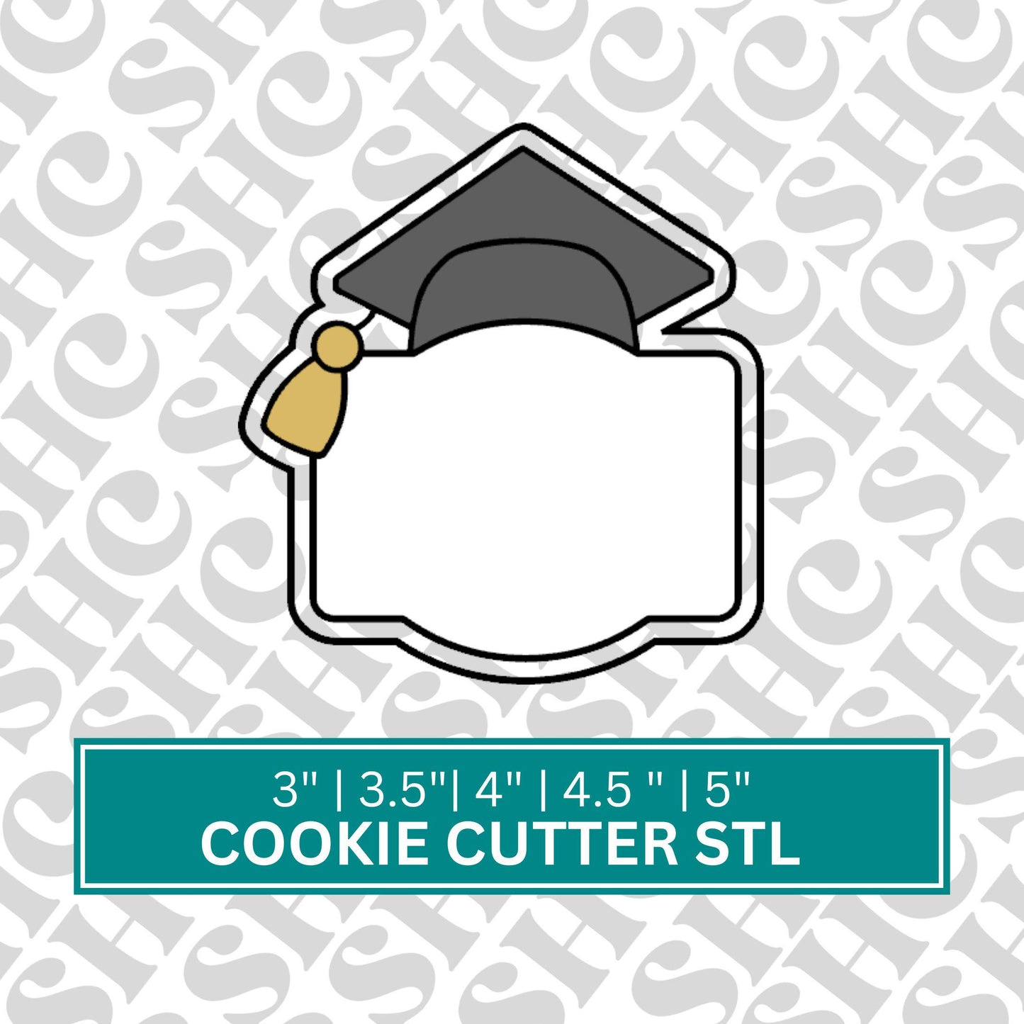 Graduation Hat Plaque Cookie Cutter STL File - 3D Printed Graduation Cap Plaque Mold, Cookie Cutter for Graduation Party Cookies