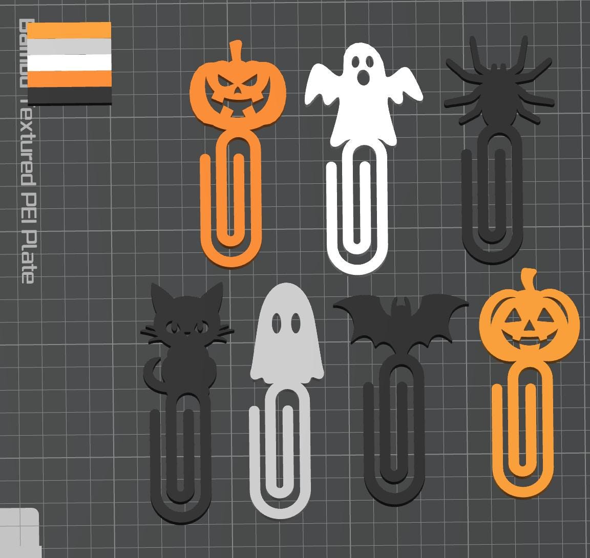 3D Halloween Bookmark STL Design – Halloween Bookmark – 3D Printed Spooky Paperclip Design for Book Lovers & Gifts