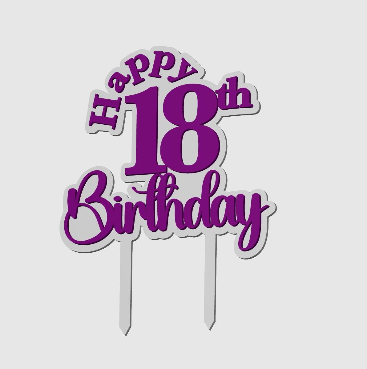 Happy Birthday Cake Topper STL, 3D Print Cake Topper, Birthday Cake Topper STL, 18th Birthday Cake Topper, 3d printed cake topper,