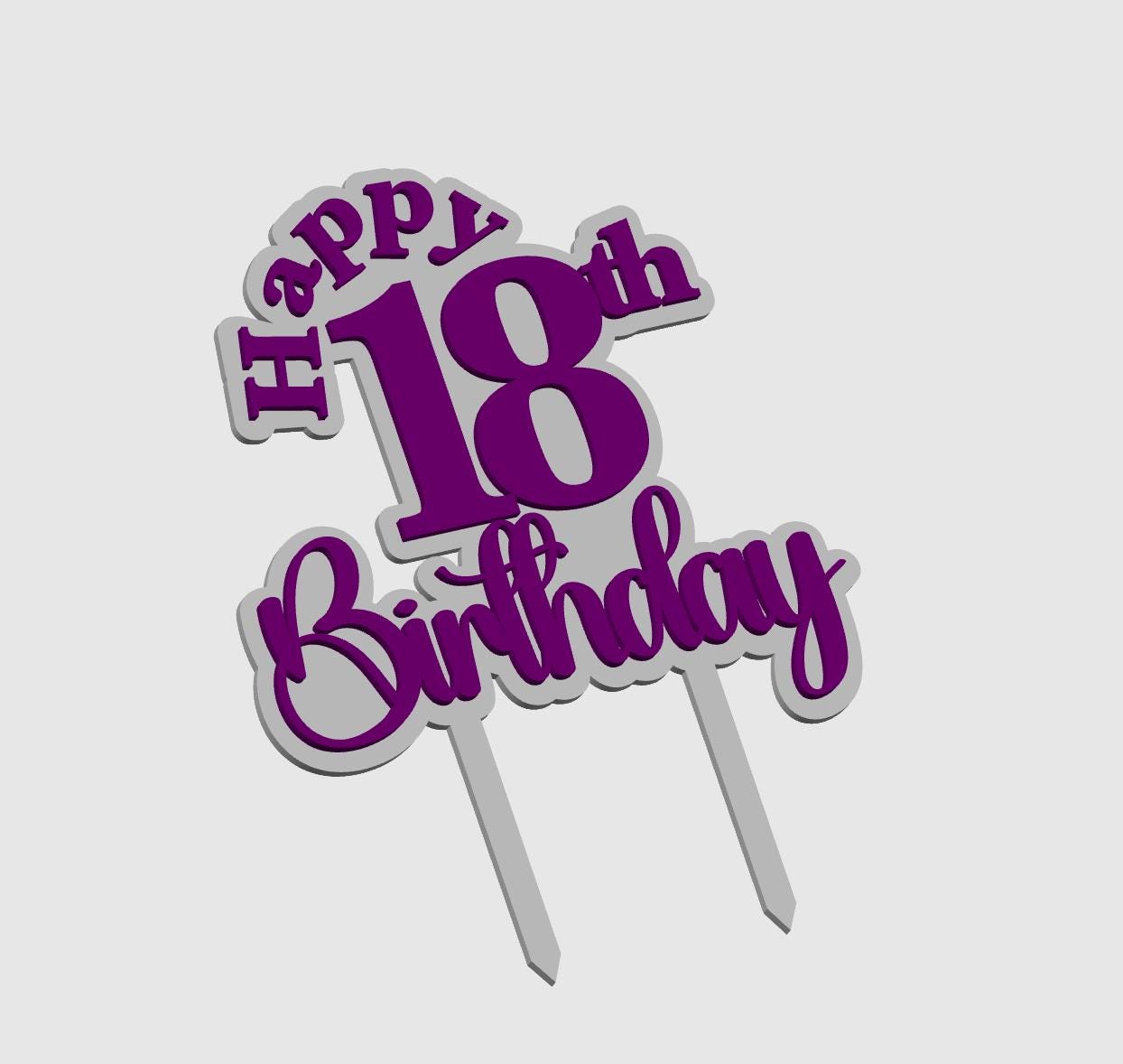 Happy Birthday Cake Topper STL, 3D Print Cake Topper, Birthday Cake Topper STL, 18th Birthday Cake Topper, 3d printed cake topper,