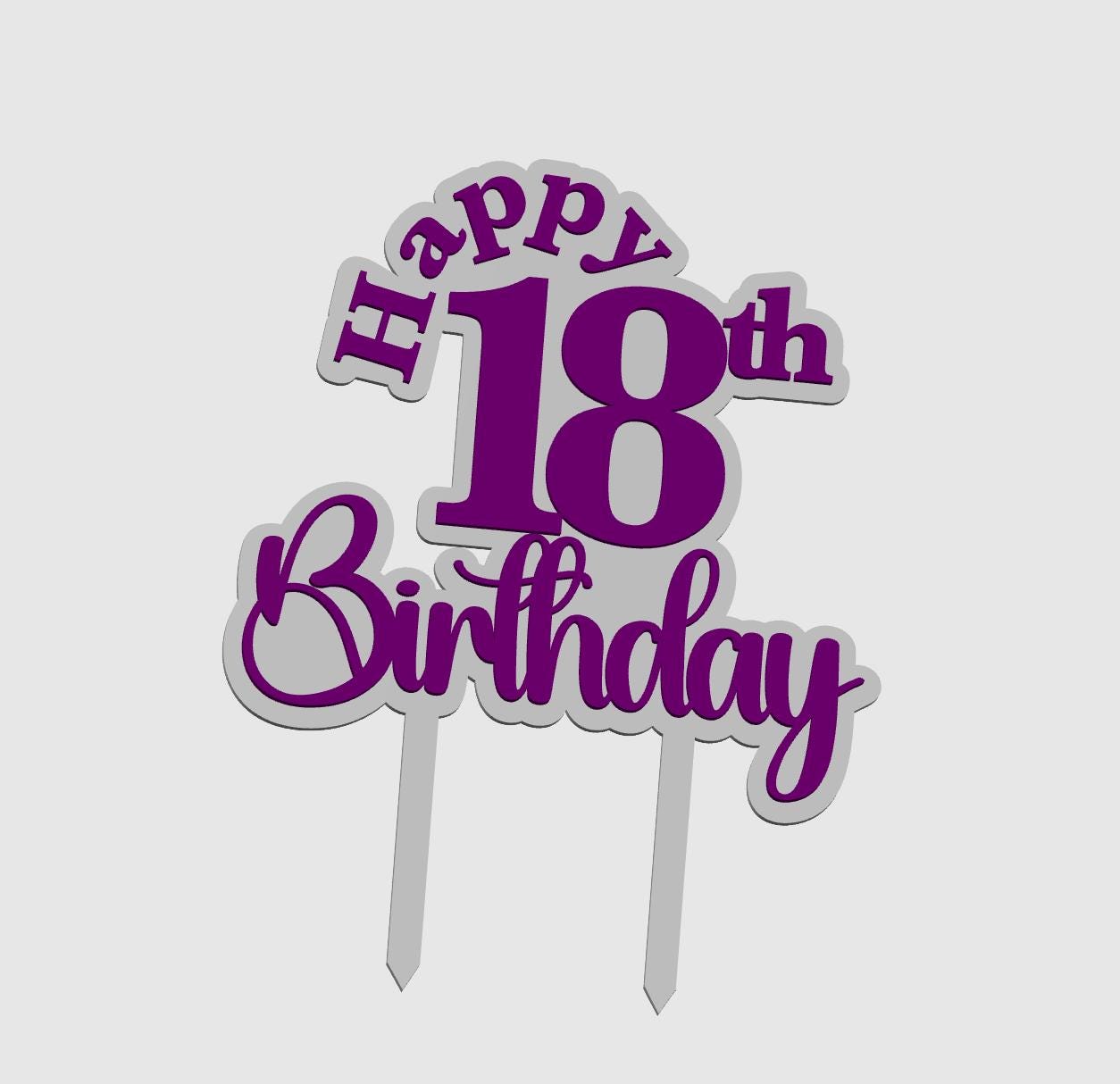 Happy Birthday Cake Topper STL, 3D Print Cake Topper, Birthday Cake Topper STL, 18th Birthday Cake Topper, 3d printed cake topper,