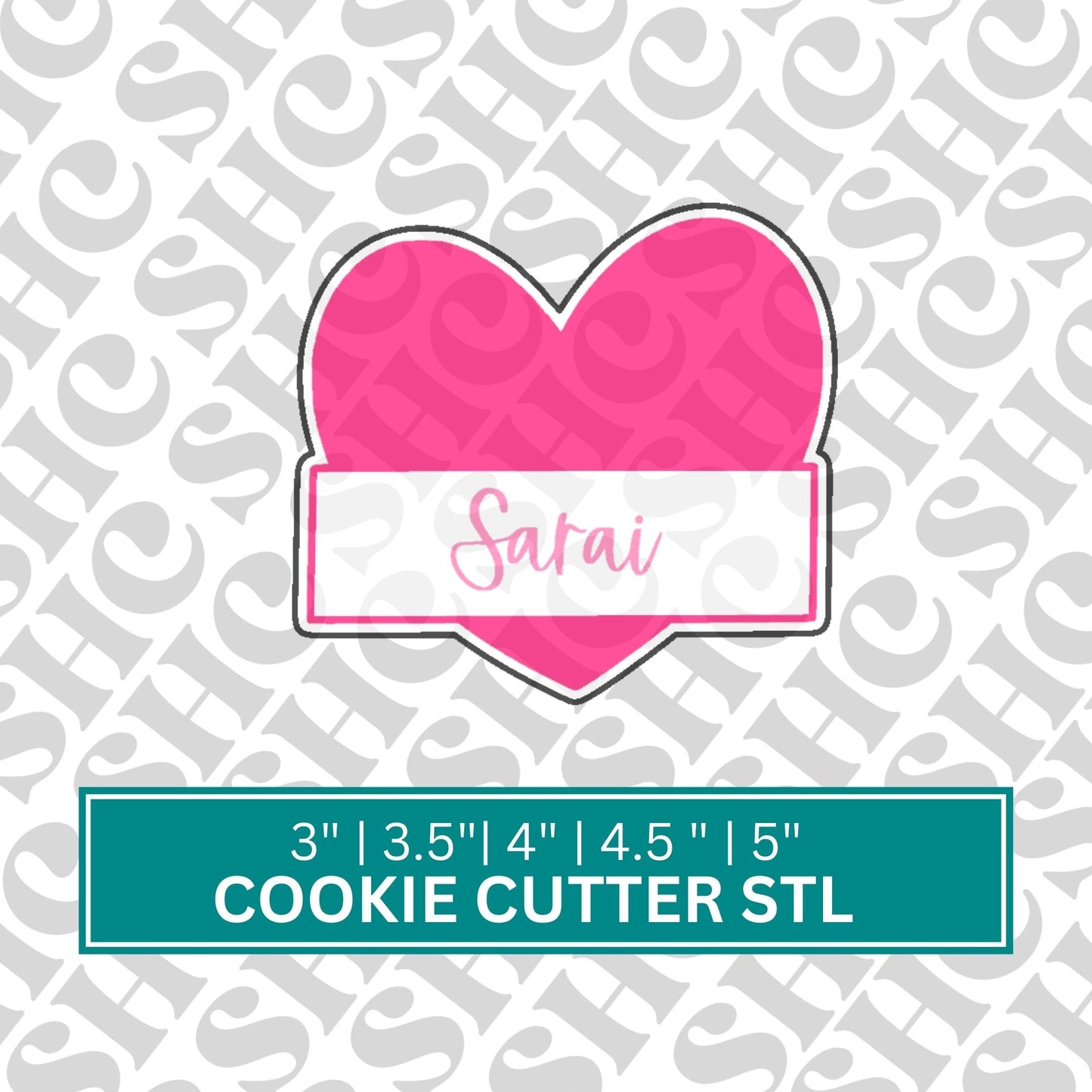 Heart Plaque STL File, Heart Cookie Cutter, Valentines, Valentine Cookie STL File, Digital Download