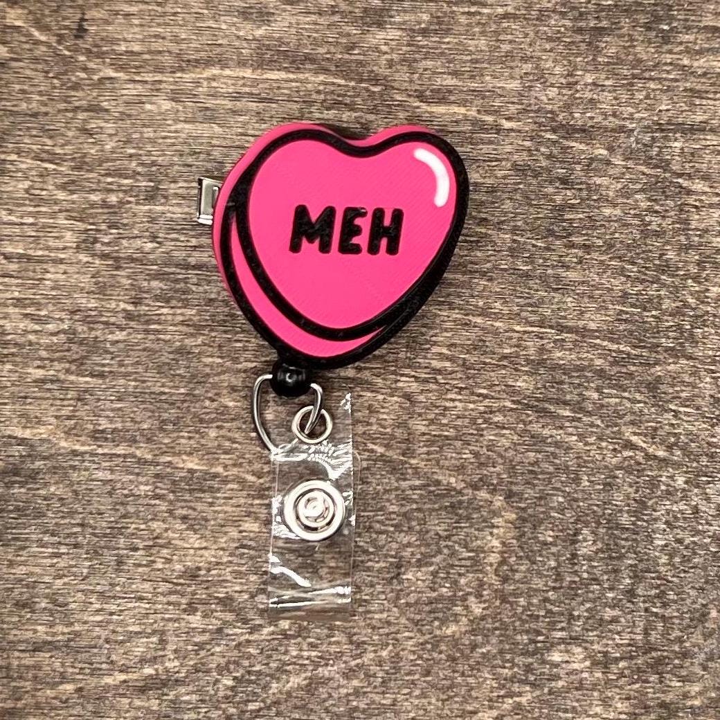 3D Badge Reel Topper STL, Badge Reel STL, Meh Badge Topper, Valentine Badge reel stl, Trendy 3d stl, Heart Badge Reel, Galentine Badge Reel