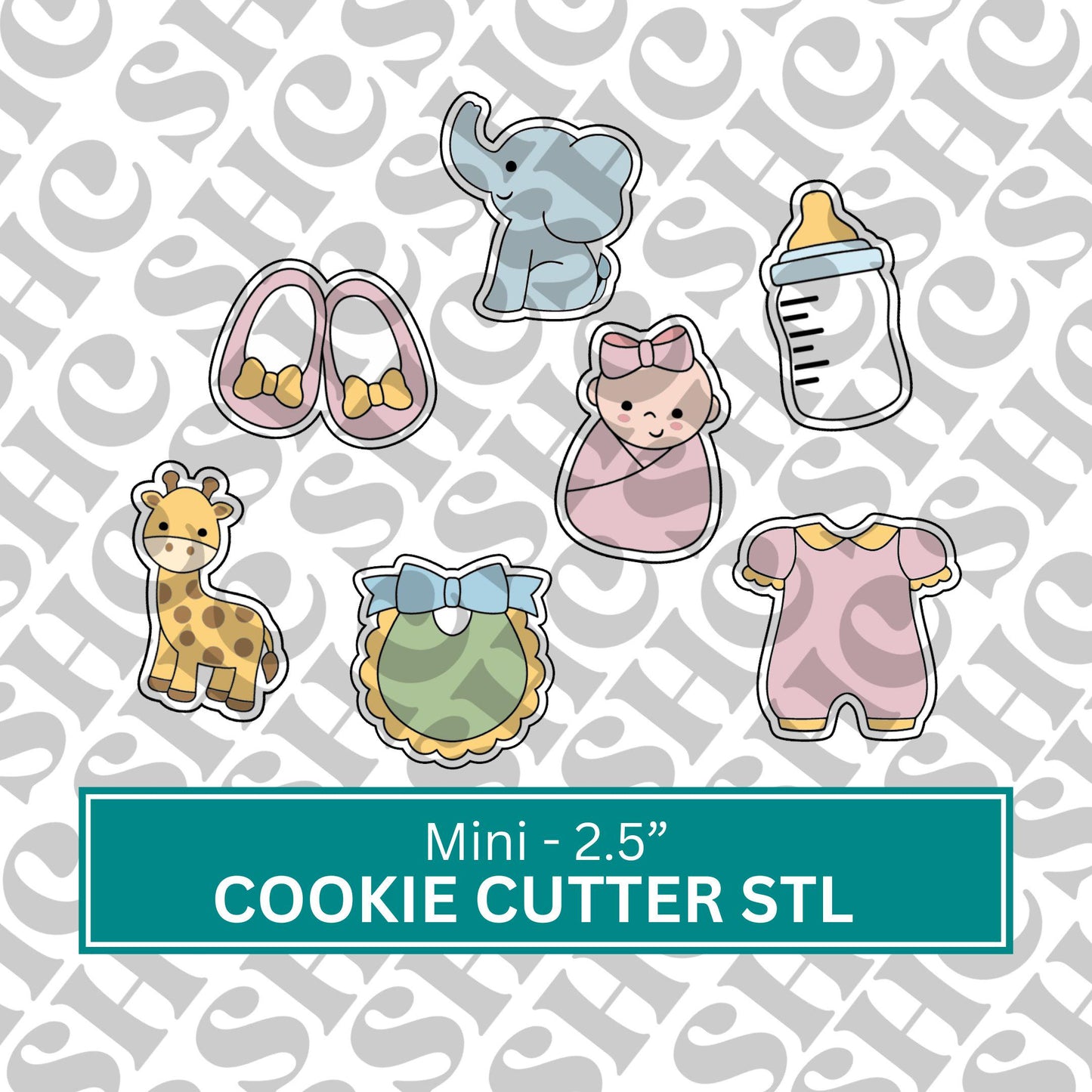 Mini Baby Girl Cookie Cutter STL Set| Baby Shower Cookie Cutters | Baby Shower Stl | Mini Baby Party Cookies | Gender Reveal Cookie Cutter