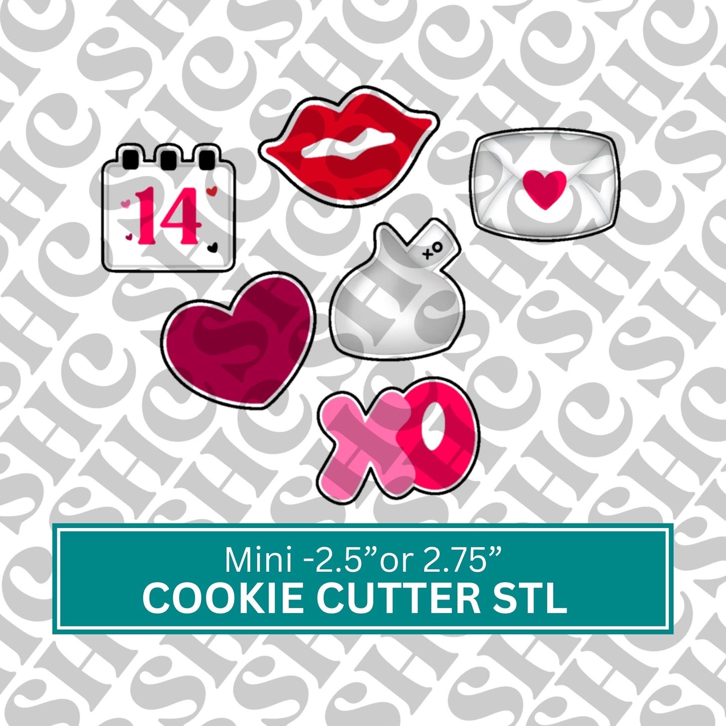 Mini Valentine's Cookie Cutter Stl Set 1 | Valentine Stl | Mini Heart | Mini Vday Cookie Stl |Mini Cookie Cutter Set | Mini Galentine