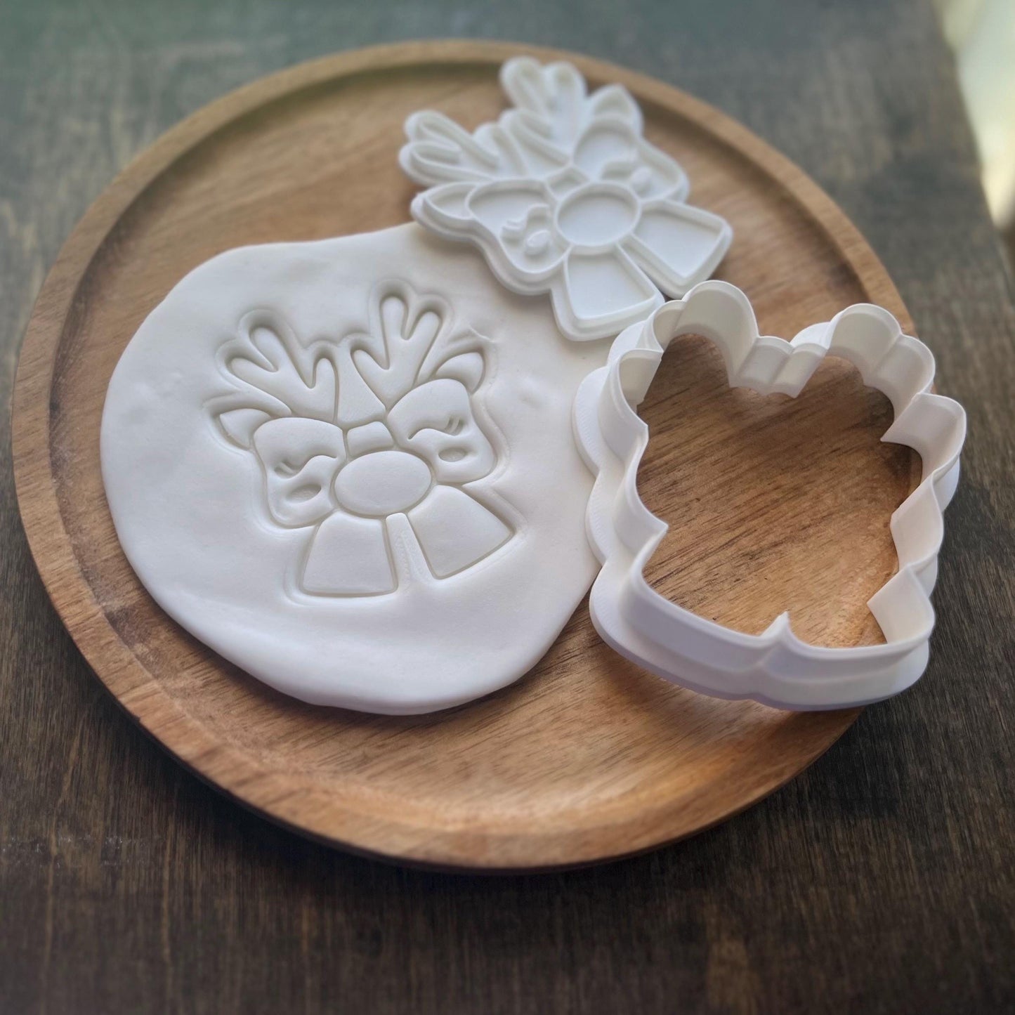 Reindeer Bow Cookie Cutter & Fondant Stamp STL, Reindeer Cookie Cutter Stamp, Christmas STL, Holiday Cookie Cutter, Reindeer Cookie