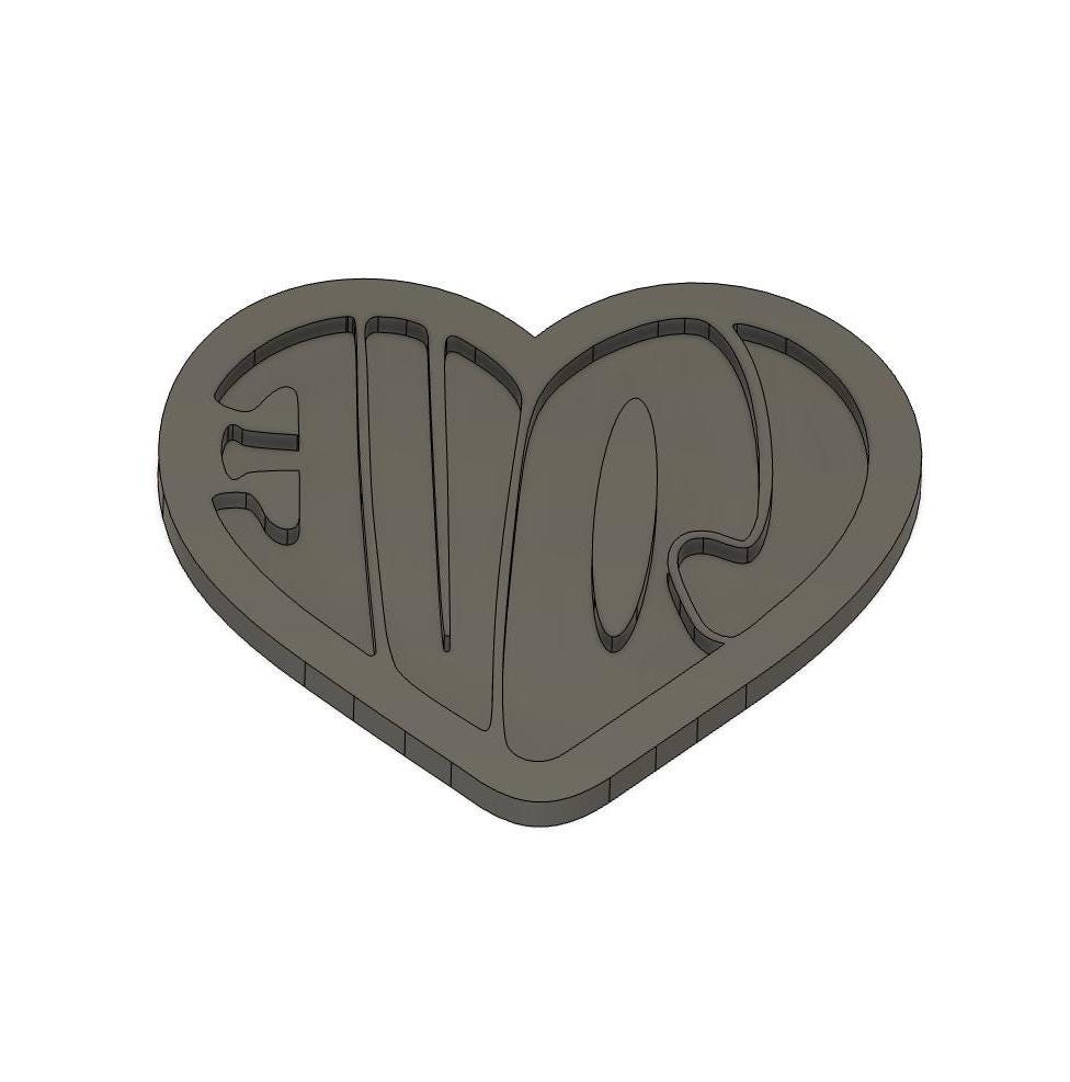 Retro Love Heart Embosser & Cookie Cutter | Valentine's Cookies | Valentine Embosser | Valentine Debosser | Heart Embosser Stl | Vday