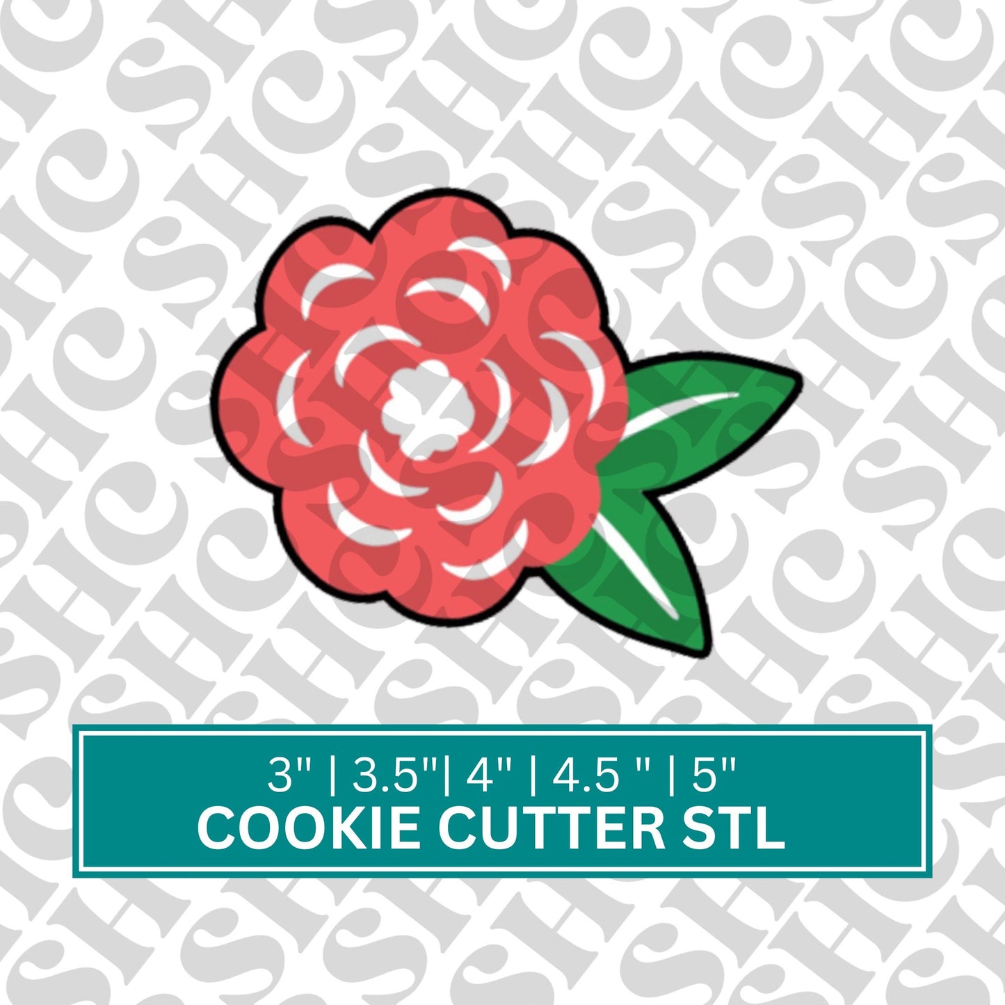 Rosette Flower Cookie Cutter STL FILE | 3D Printing | Digital Download | stl file| stl cookie cutter | cute flower | rosette with leaf