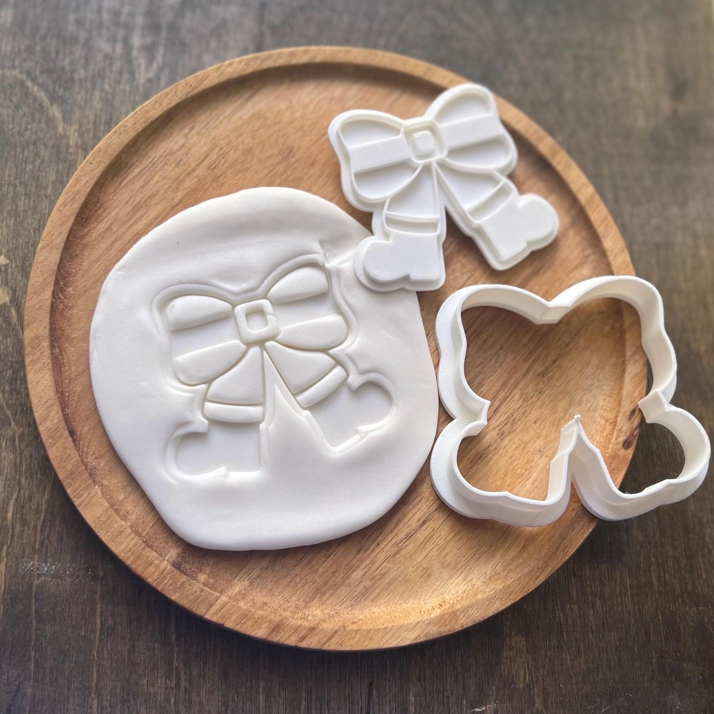 Santa Bow Cookie Cutter & Fondant Stamp STL, Santa Cookie Cutter Stamp, Christmas STL, Holiday Cookie Cutter, Santa Cookie