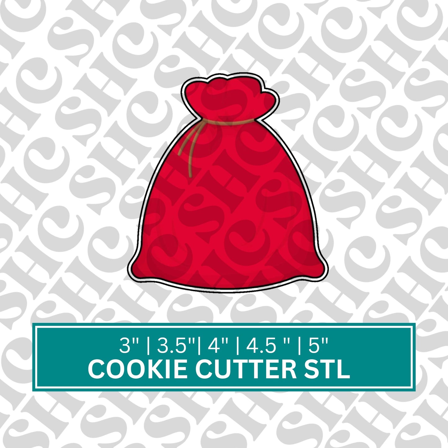 Santa Sack STL File, Christmas Sack Cookie Cutter , Santa Bag STL File, Santa Bag Digital Download, Toy Sack Cookie Cutter